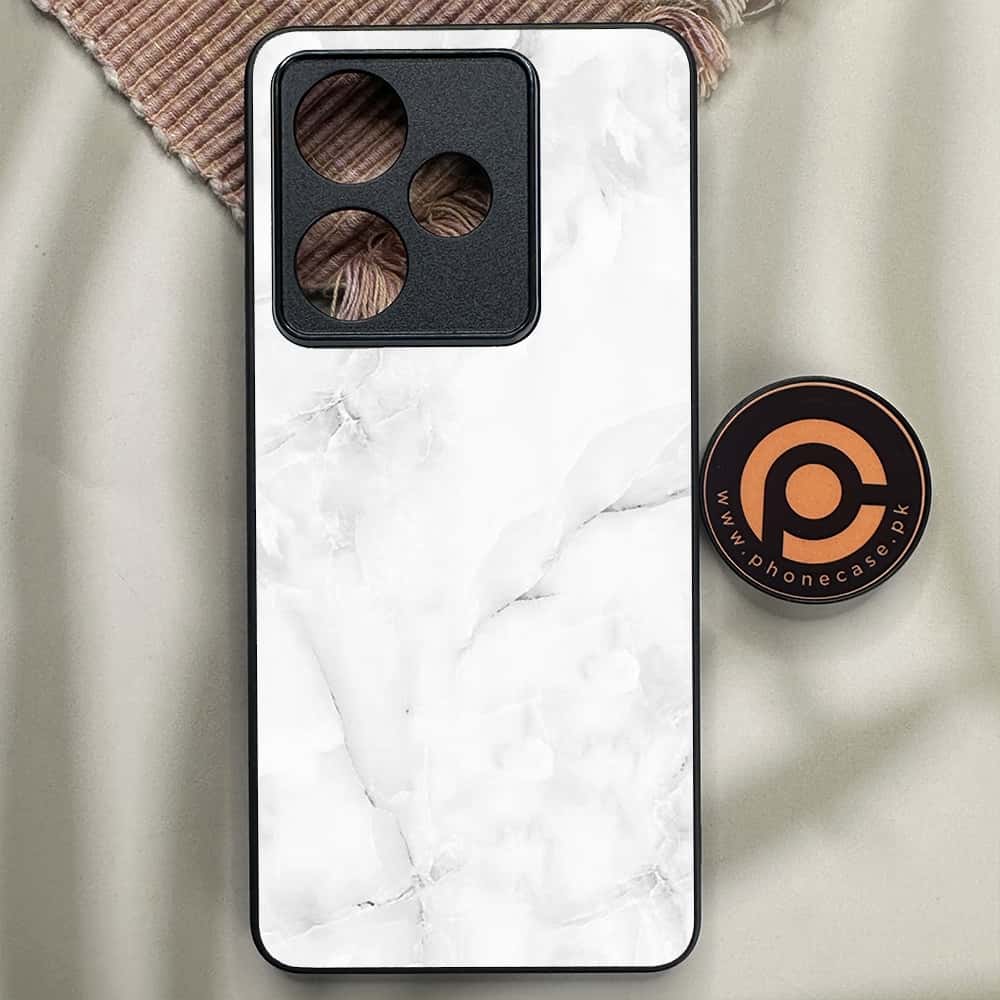 Realme GT 7T - White Marble Series - Premium Metal Printed soft Bumper shock Proof Case