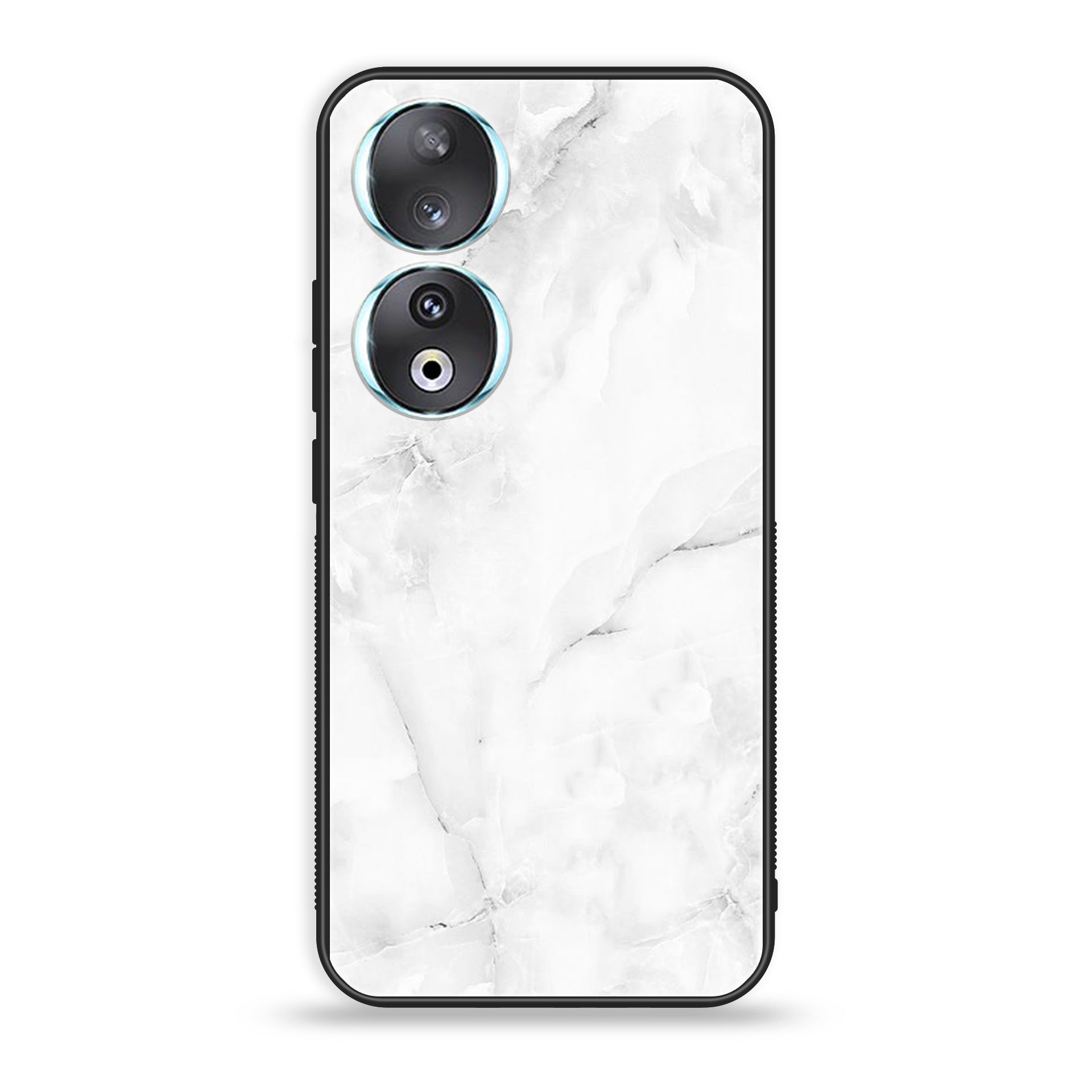 Huawei Honor 90 - White Marble series - Premium Printed Glass soft Bumper shock Proof Case