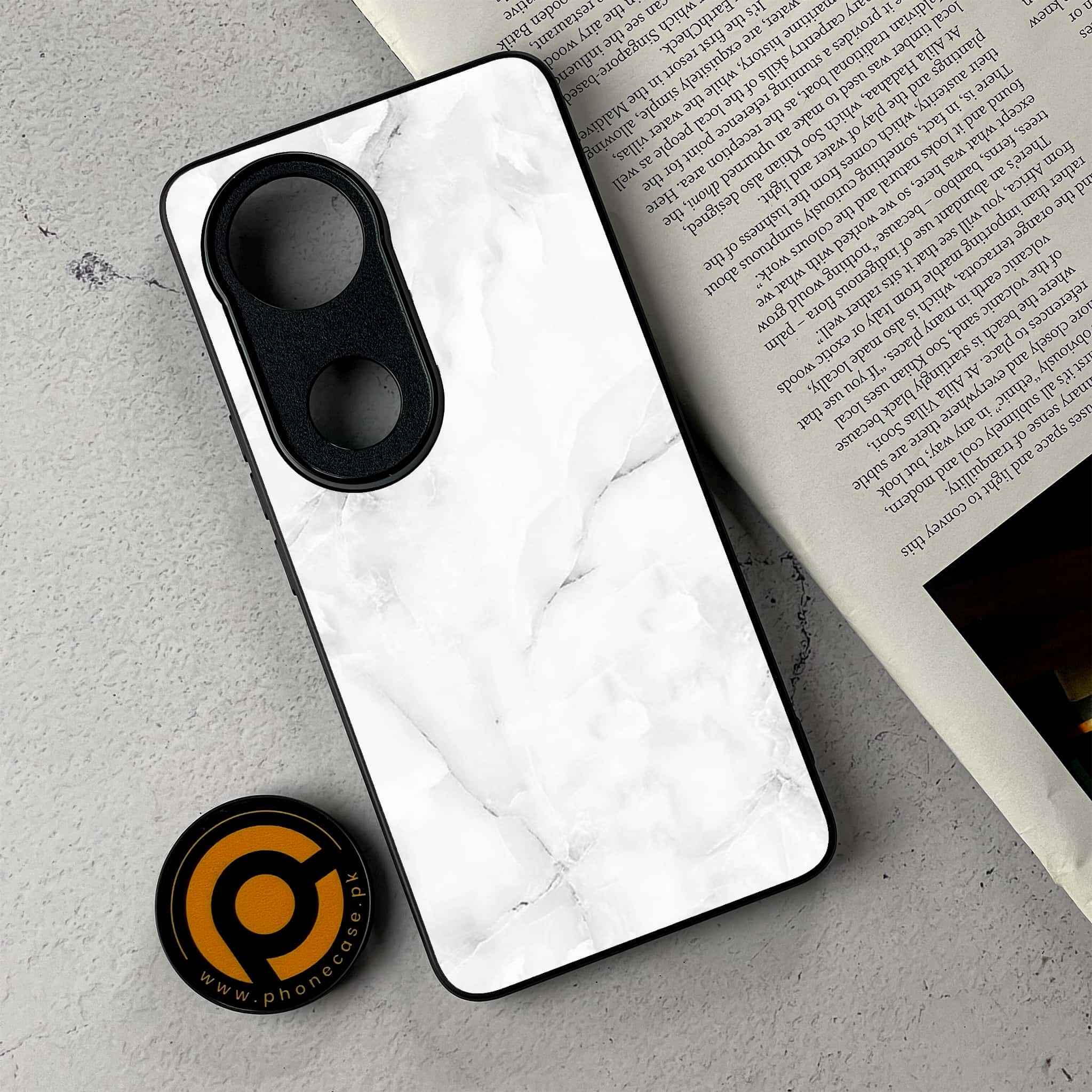 Vivo V50 -  White Marble series - Premium Metal Printed Soft Bumper Shockproof Case