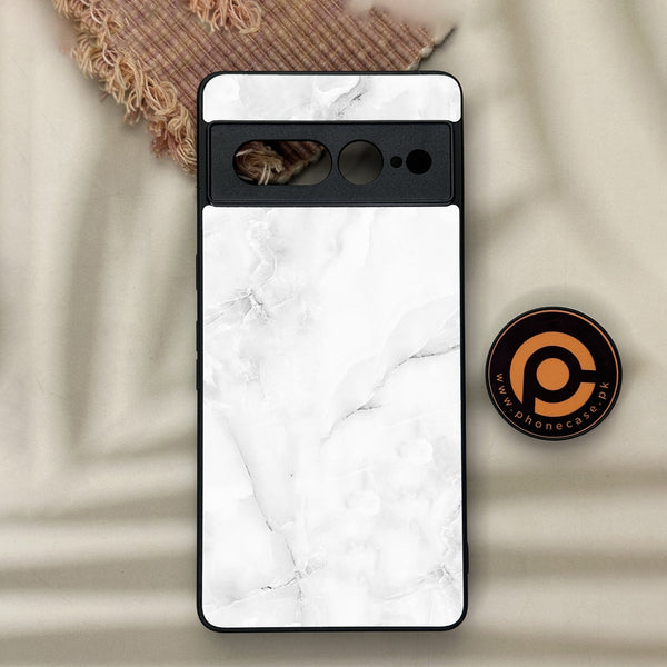 Google Pixel 7 Pro - White Marble Design 5 - Premium Metal Printed soft Bumper Shock Proof Case CS-22627 CS-22628 CS-34939