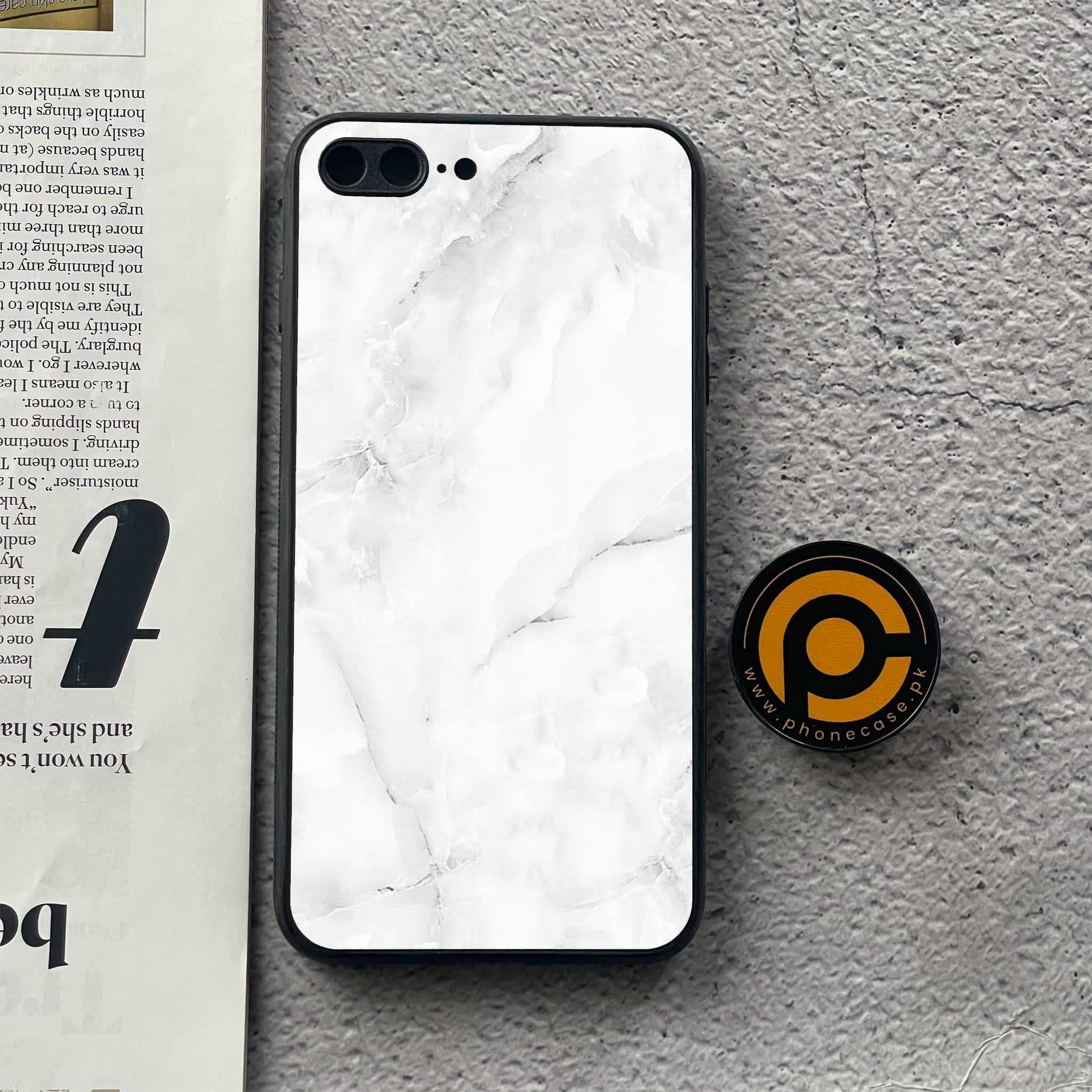 iPhone 7 Plus/ 8 Plus - White Marble Series - Premium Printed Glass soft Bumper shock Proof Case