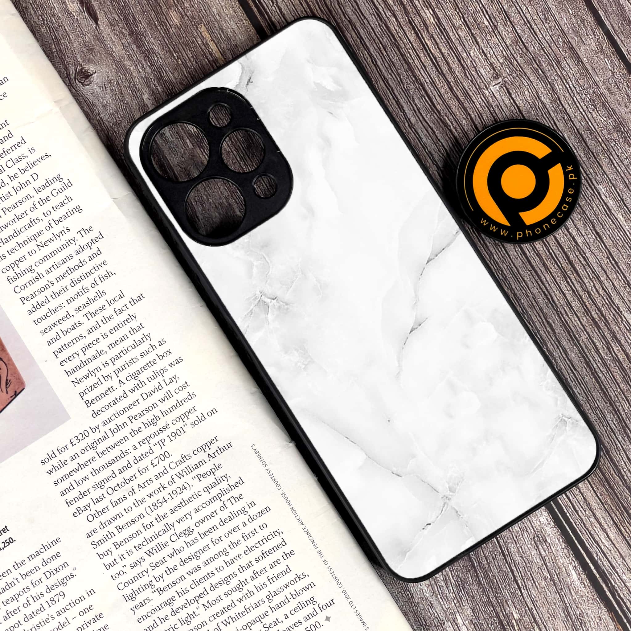 Xiaomi Redmi 12 - White Marble Series - Premium Printed Glass soft Bumper shock Proof Case
