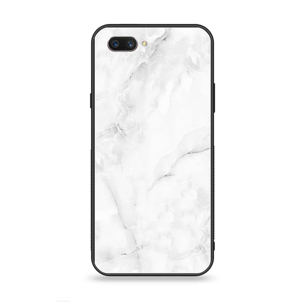 Oppo A3s - White Marble Design 5- Premium Printed Glass soft Bumper shock Proof Case CS-11948