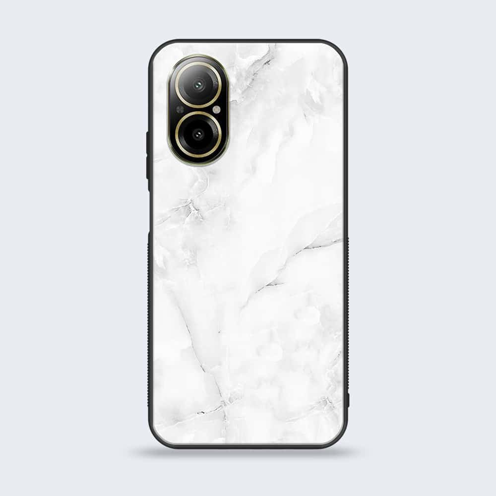 Realme C67 - White Marble series - Premium Printed Glass soft Bumper shock Proof Case