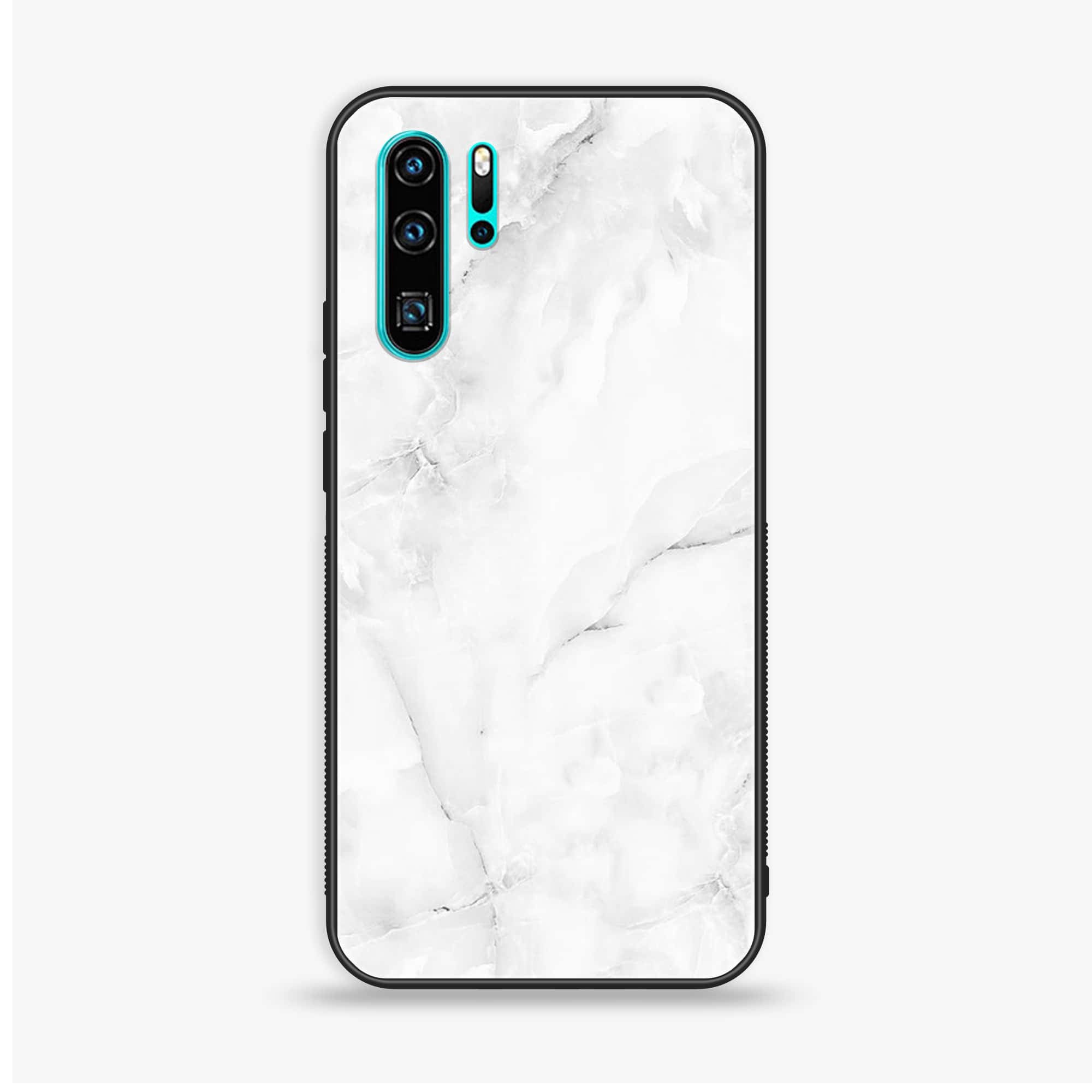 Huawei P30 Pro - White Marble Series - Premium Printed Glass soft Bumper shock Proof Case