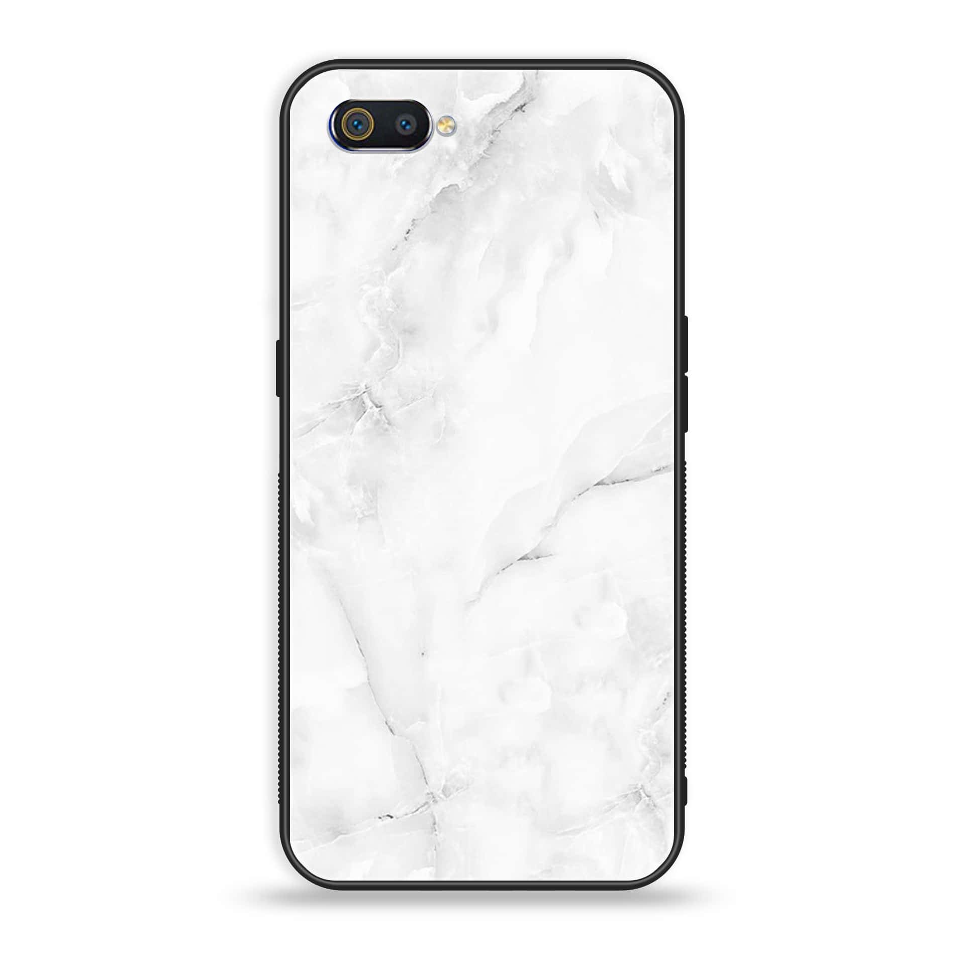 Oppo Realme C2 - White Marble Series - Premium Printed Glass soft Bumper shock Proof Case