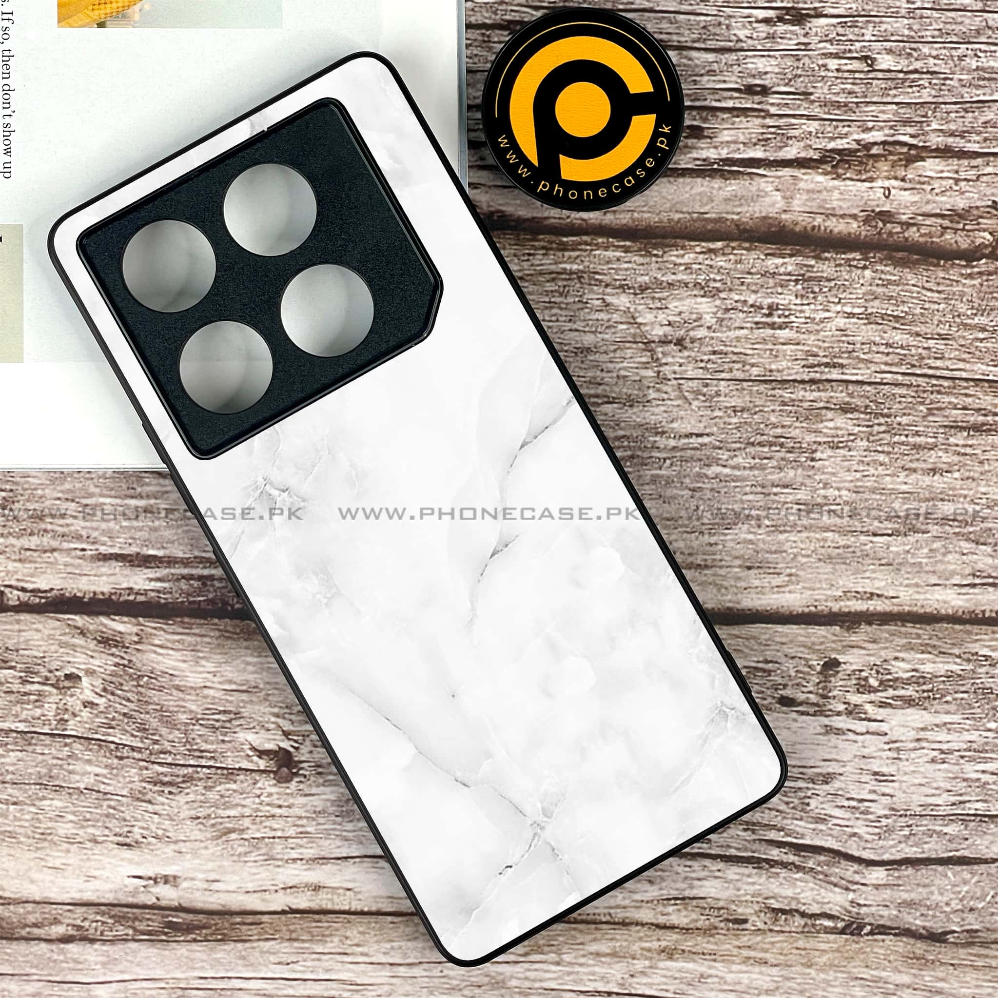 Infinix GT 20 Pro - White Marble series - Premium Printed Glass soft Bumper shock Proof Case