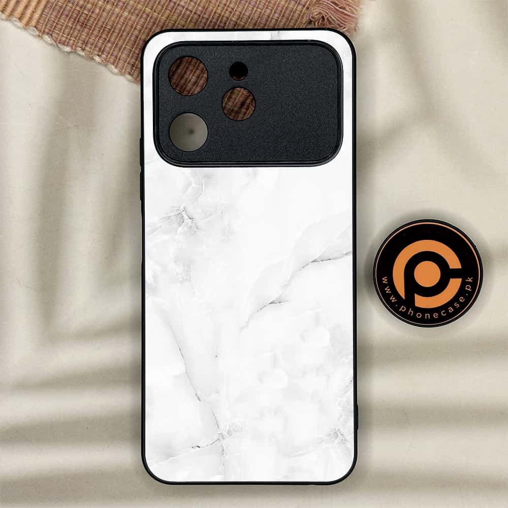 Tecno Spark 40 - White Marble Series - Premium Metal Printed soft Bumper shock Proof Case