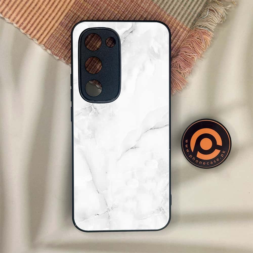 Tecno Spark 40 Pro Plus - White Marble Series - Premium Metal Printed soft Bumper shock Proof Case