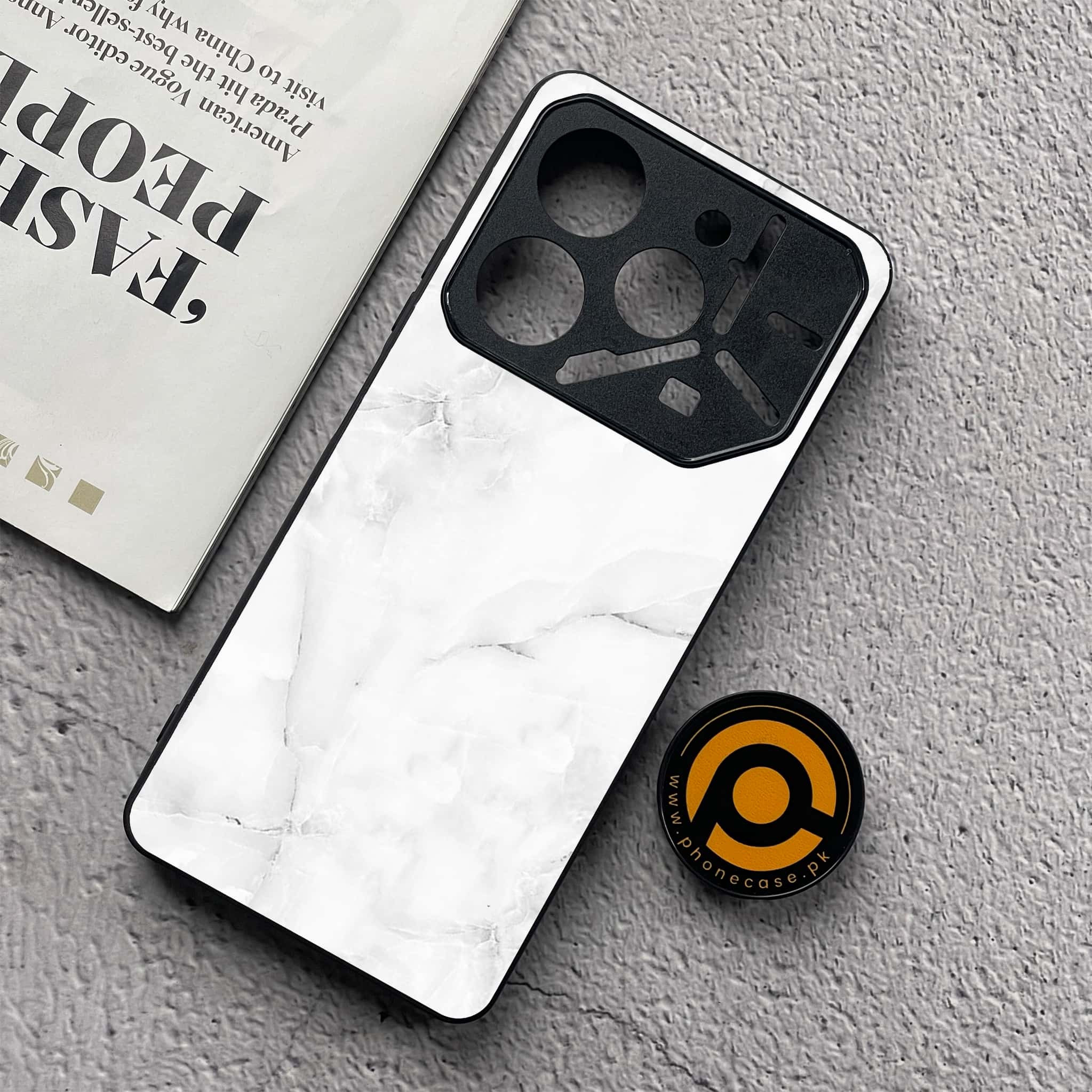 Tecno Pova 6 Neo - White Marble Series - Premium Metal  Printed soft Bumper shock Proof Case