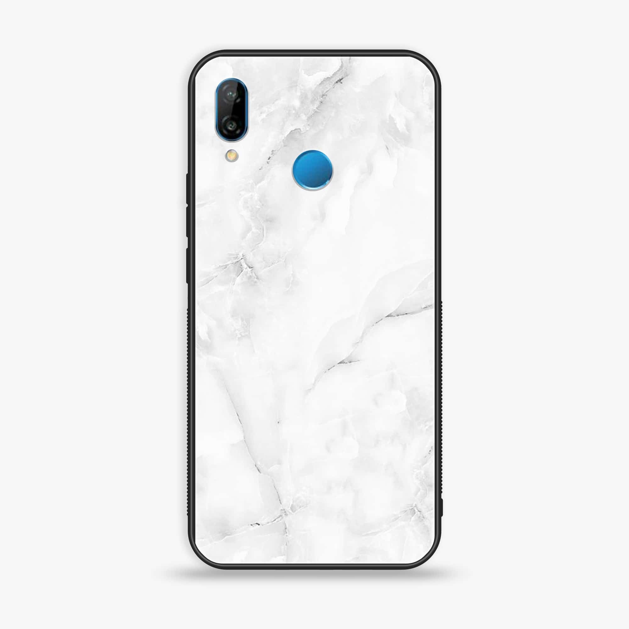 Huawei P20 lite - White Marble Series - Premium Printed Glass soft Bumper shock Proof Case