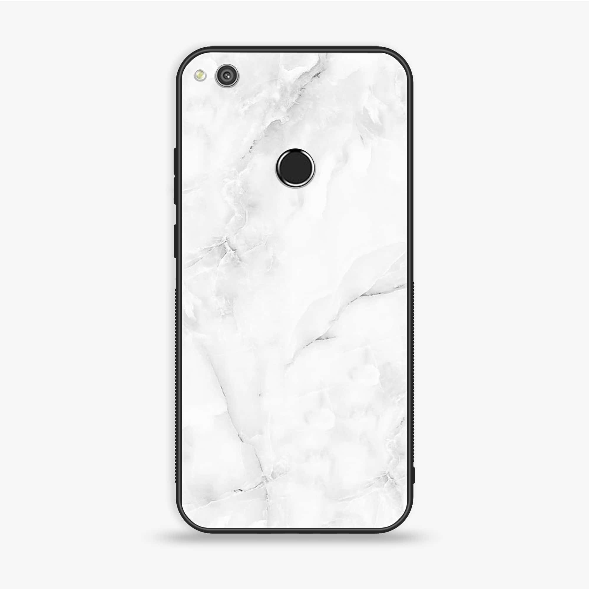 Honor 8 Lite - White Marble Series - Premium Printed Glass soft Bumper shock Proof Case