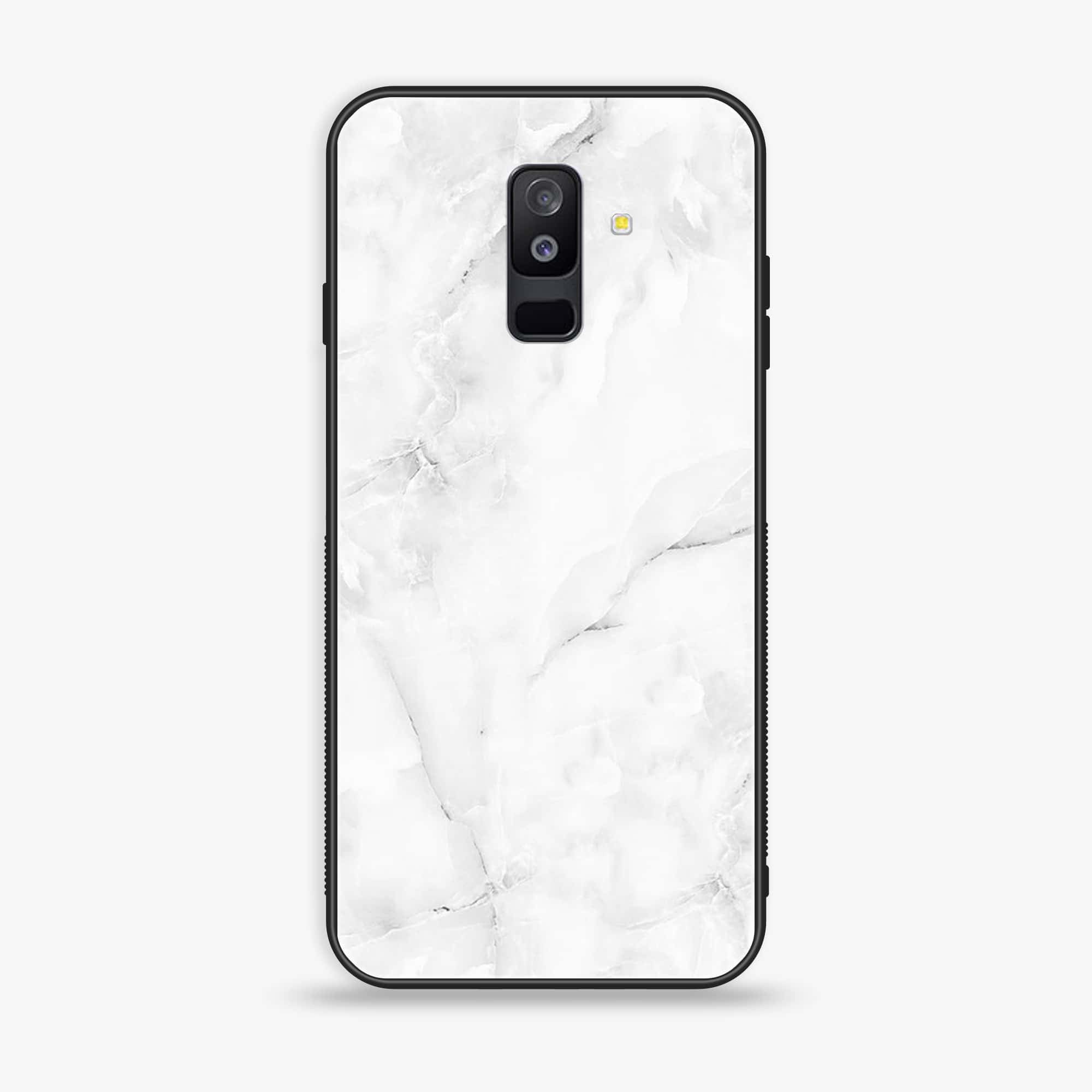 Samsung Galaxy A6 Plus (2018) - White Marble Series - Premium Printed Glass soft Bumper shock Proof Case