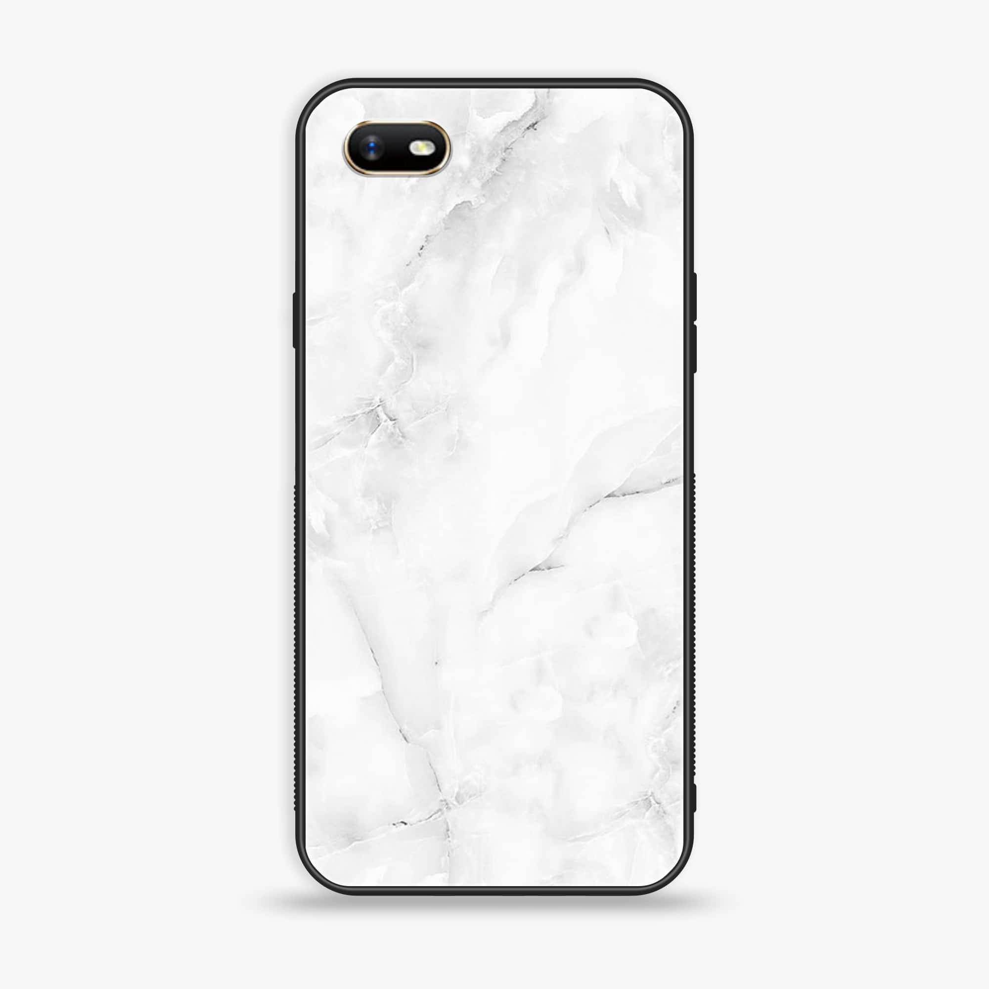 Oppo A1k - White Marble Series - Premium Printed Glass soft Bumper shock Proof Case