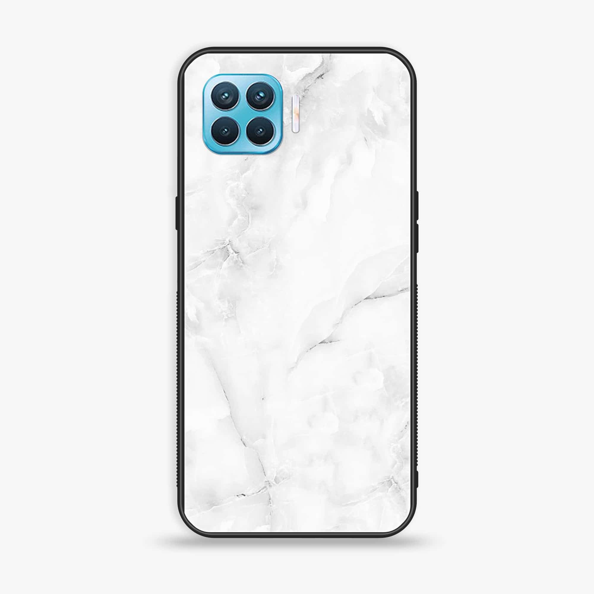 Oppo F17 Pro - White Marble Series - Premium Printed Glass soft Bumper shock Proof Case