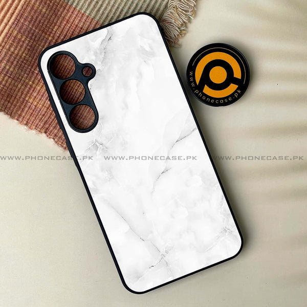 Galaxy A55 5G - White Marble Design 5 -  Premium Metal Printed soft Bumper shock Proof Case CS-40262