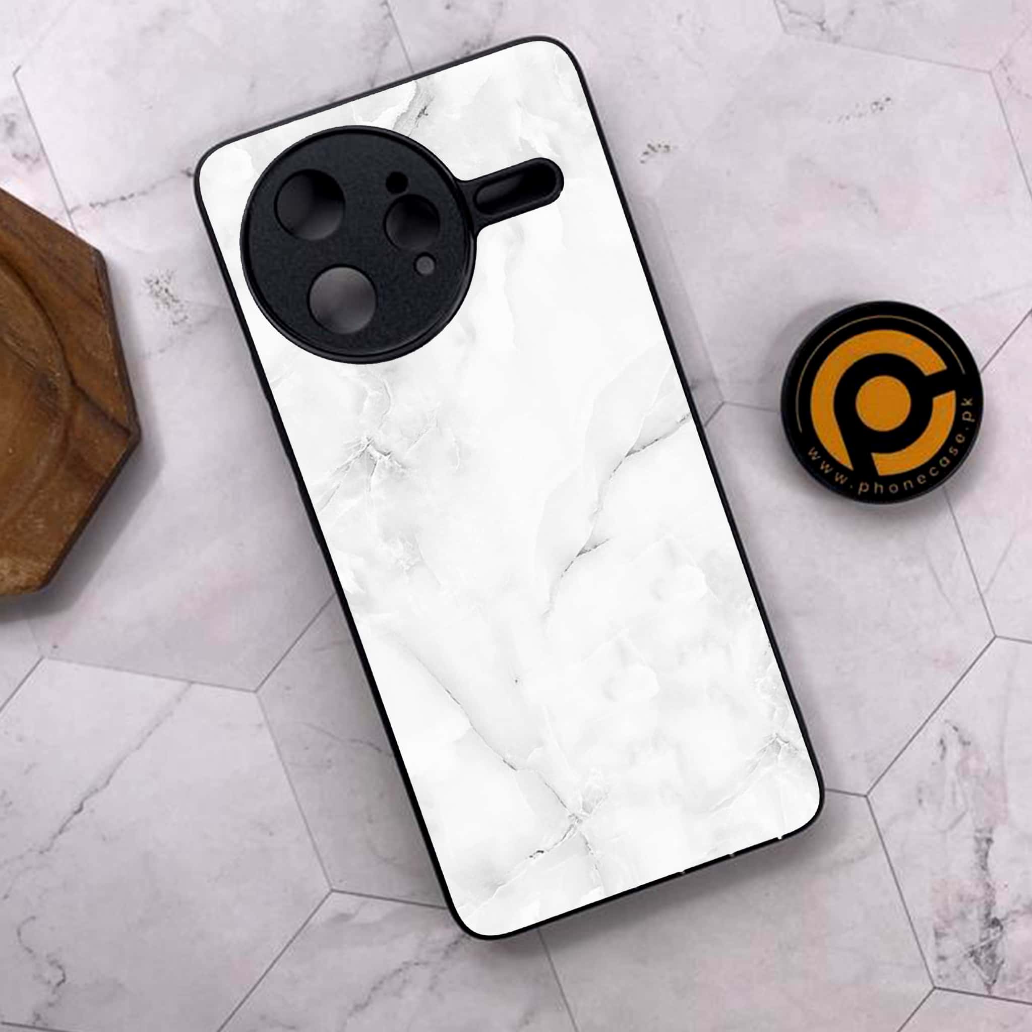 Xiaomi Poco F7 Ultra 5G - White Marble Series - Premium Metal Printed soft Bumper shock Proof Case