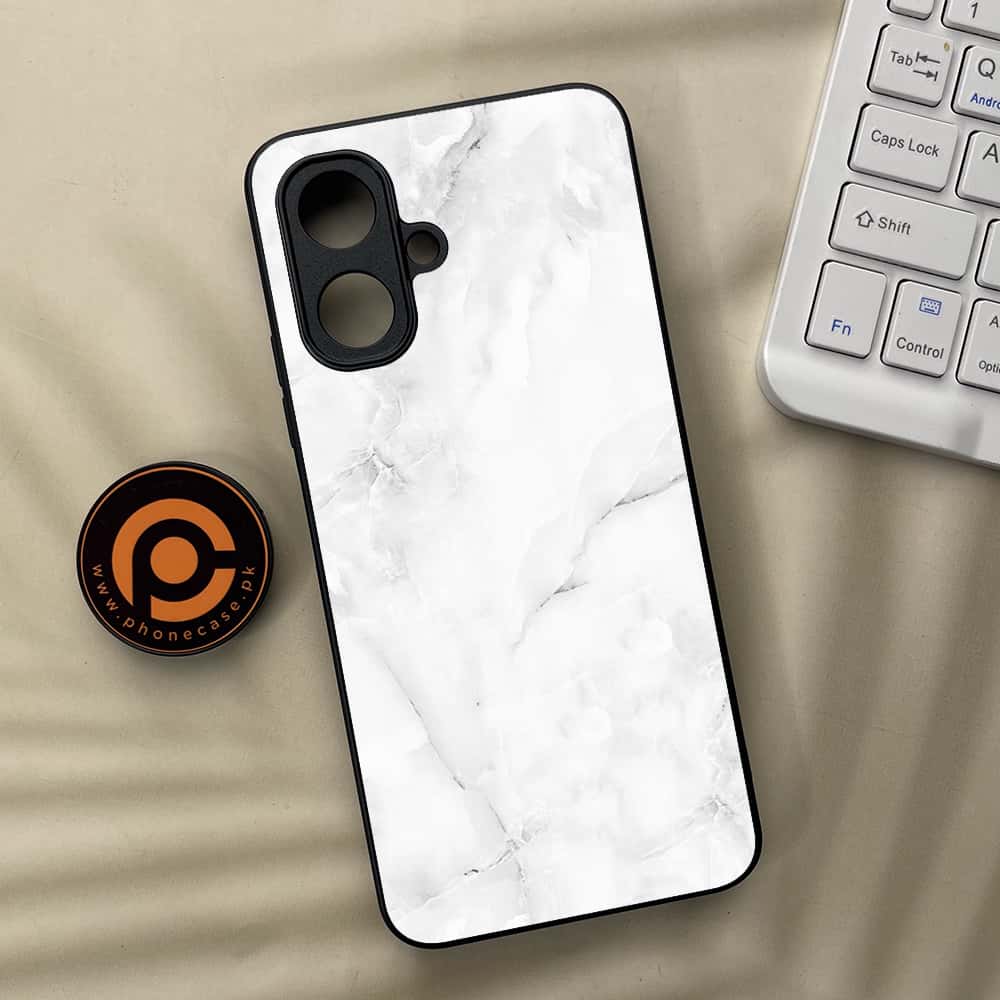 Tecno Spark Go 2 - White Marble series - Premium Metal Printed soft Bumper Shock Proof Case