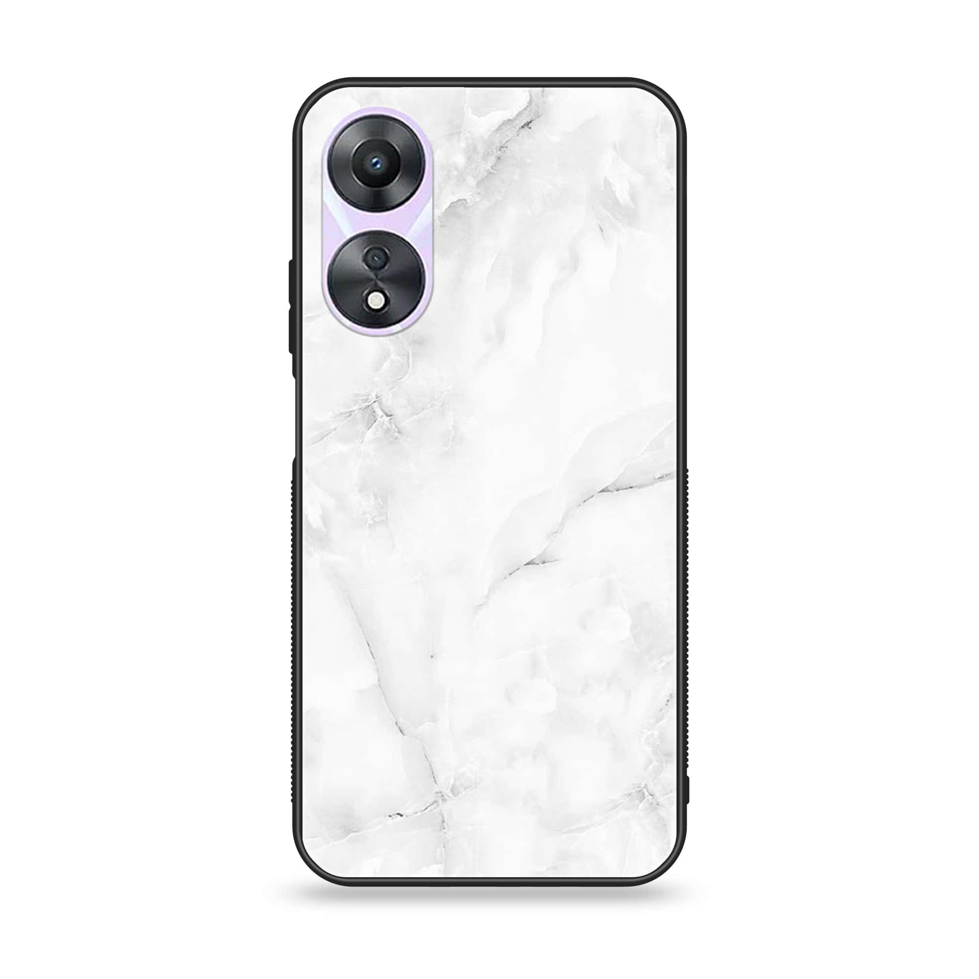 Oppo A78 4G - White Marble Series - Premium Printed Glass soft Bumper shock Proof Case
