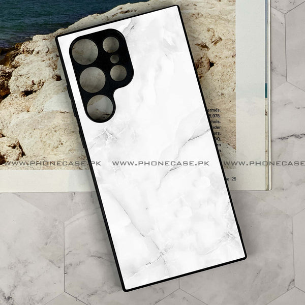 Samsung Galaxy S24 Ultra - White Marble Design 5- Premium Printed Glass soft Bumper shock Proof Case CS-27185