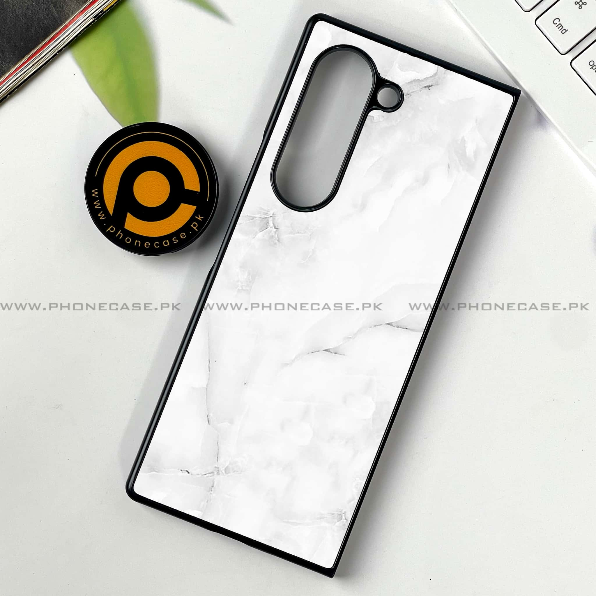 Samsung Galaxy Z Fold 6 - White Marble series - Premium Printed Metal soft Bumper shock Proof Case