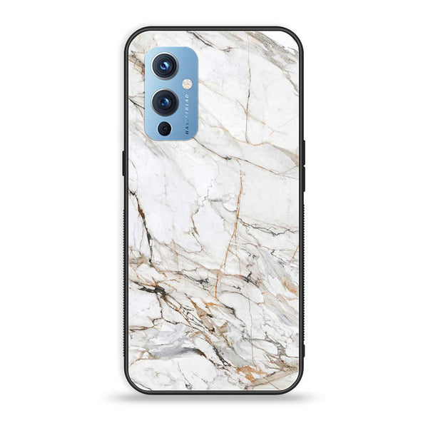 OnePlus 9 - White Marble Design 6  - Premium Metal Printed soft Bumper Shock Proof Case  CS-26471