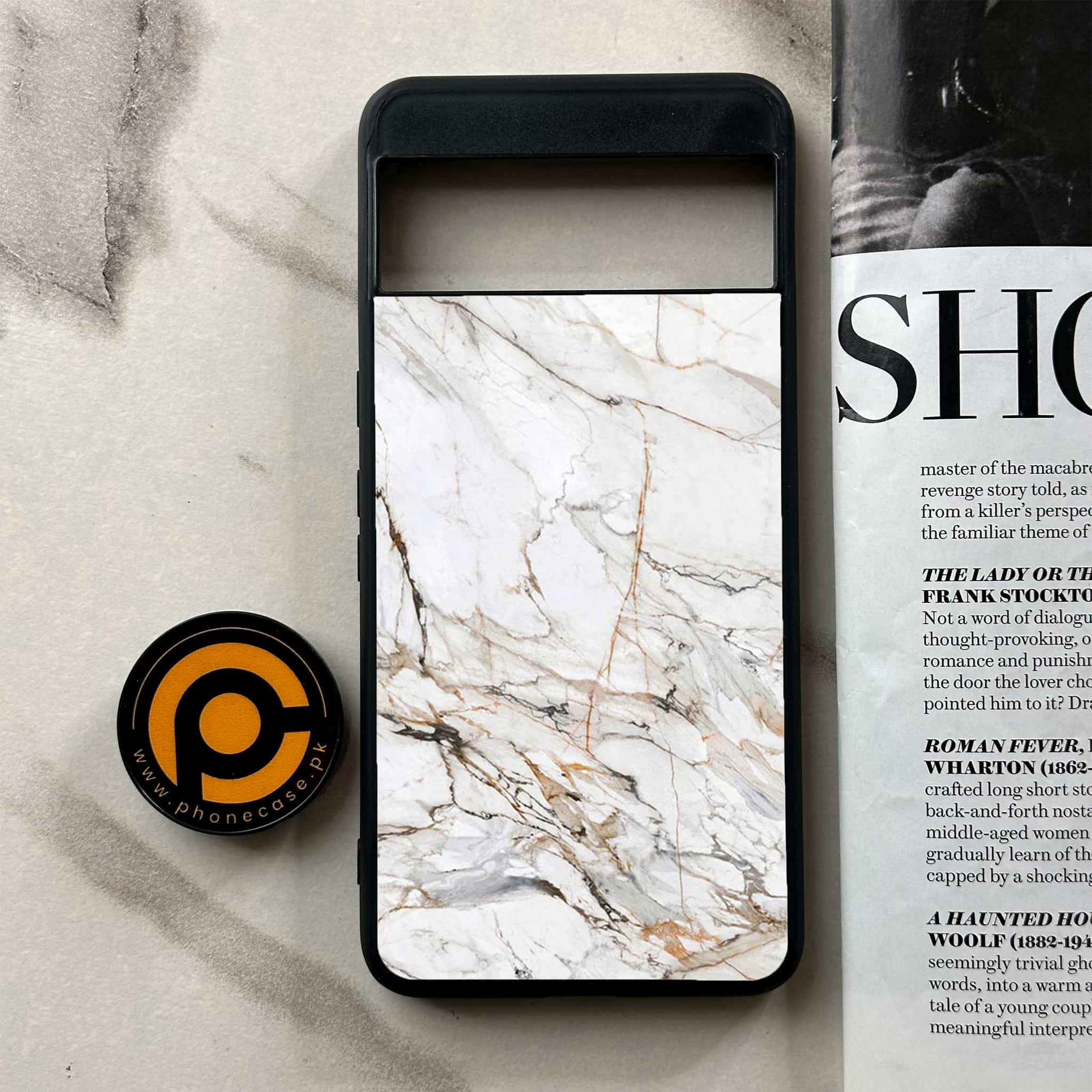 Google Pixel 8a - White Marble Series - Premium Printed soft Bumper Shock Proof Case
