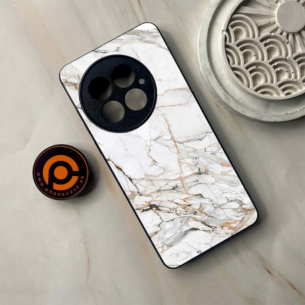 OnePlus 13 - White Marble Series - Premium Metal Printed soft Bumper shock Proof Case