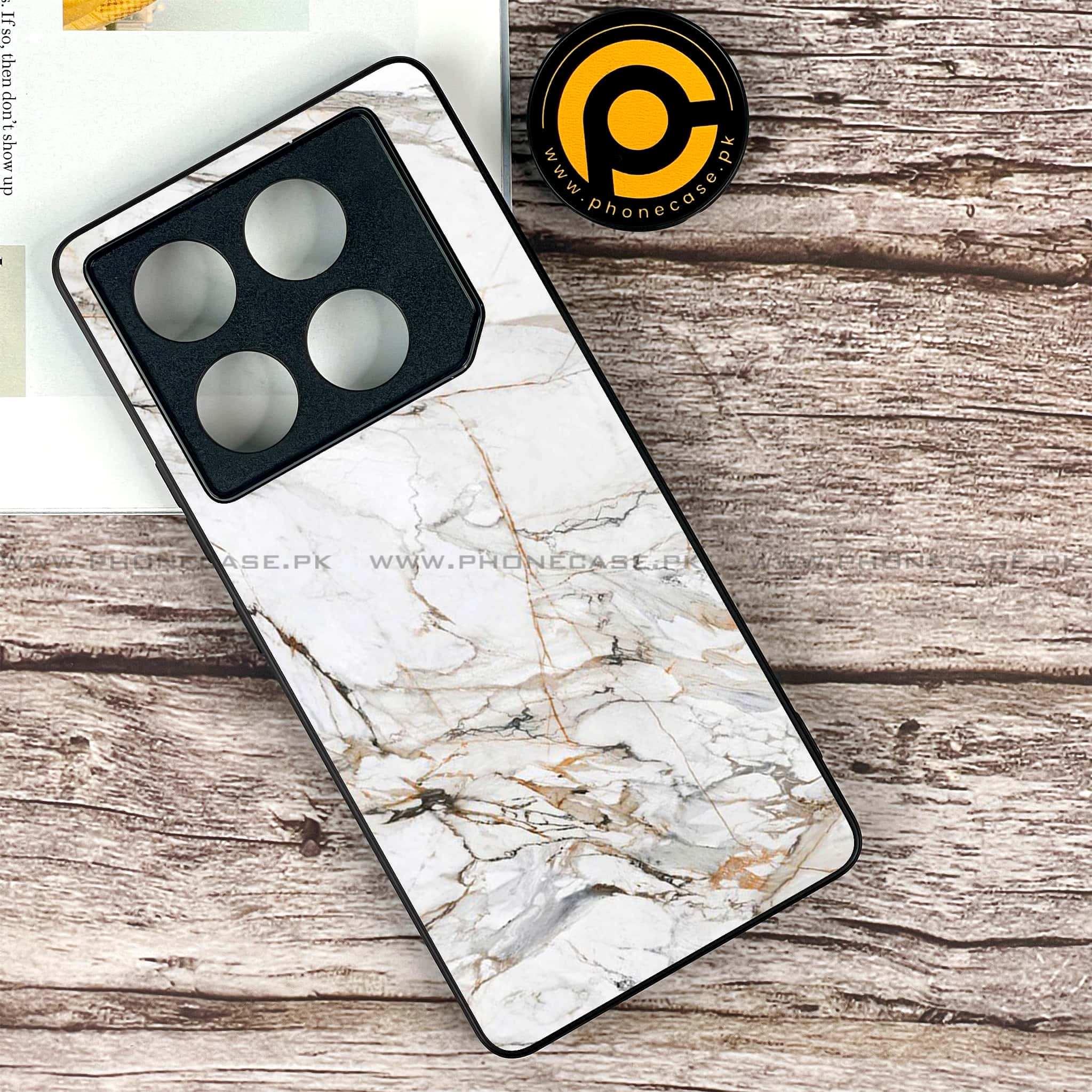 Infinix GT 20 Pro - White Marble series - Premium Printed Glass soft Bumper shock Proof Case