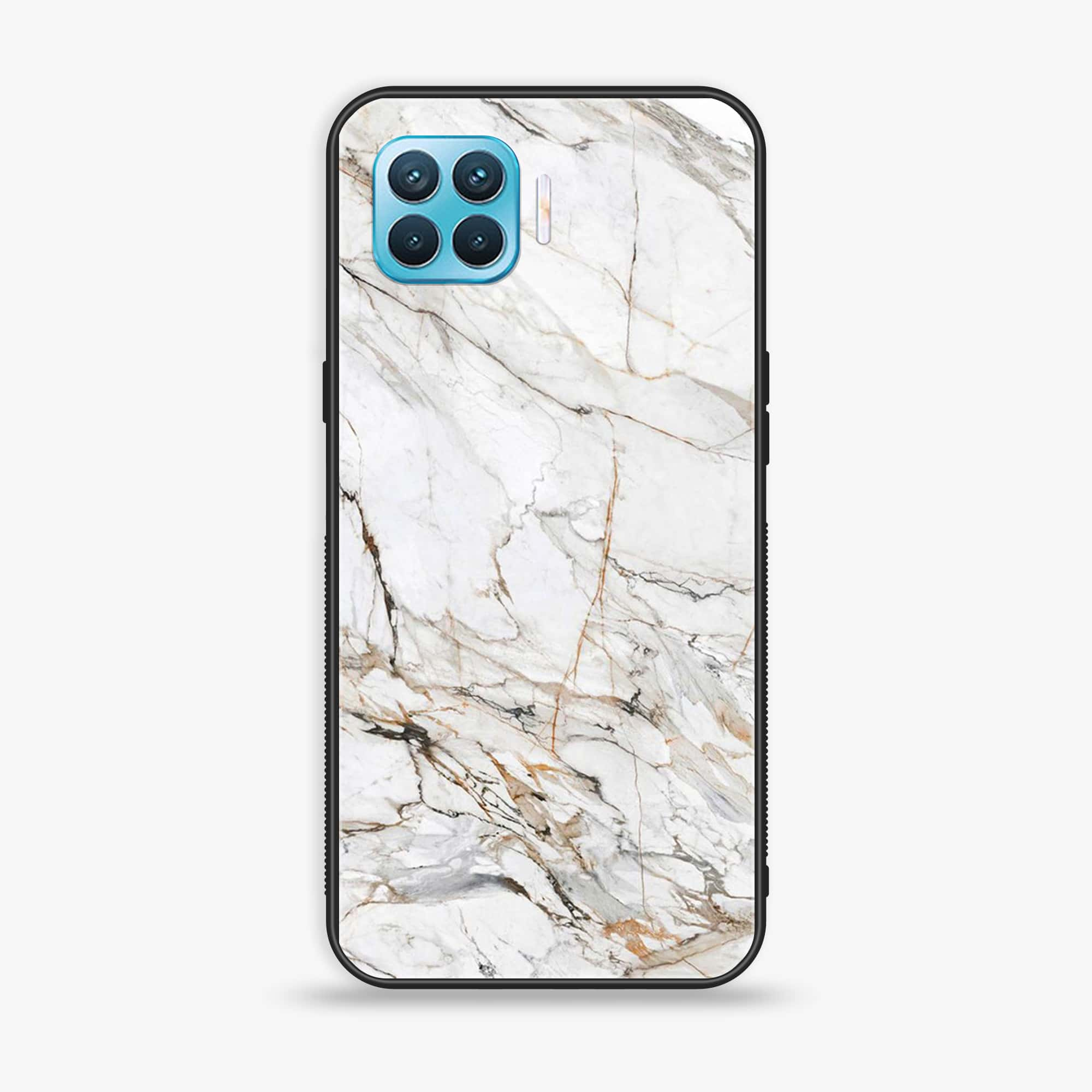 Oppo F17 Pro - White Marble Series - Premium Printed Glass soft Bumper shock Proof Case