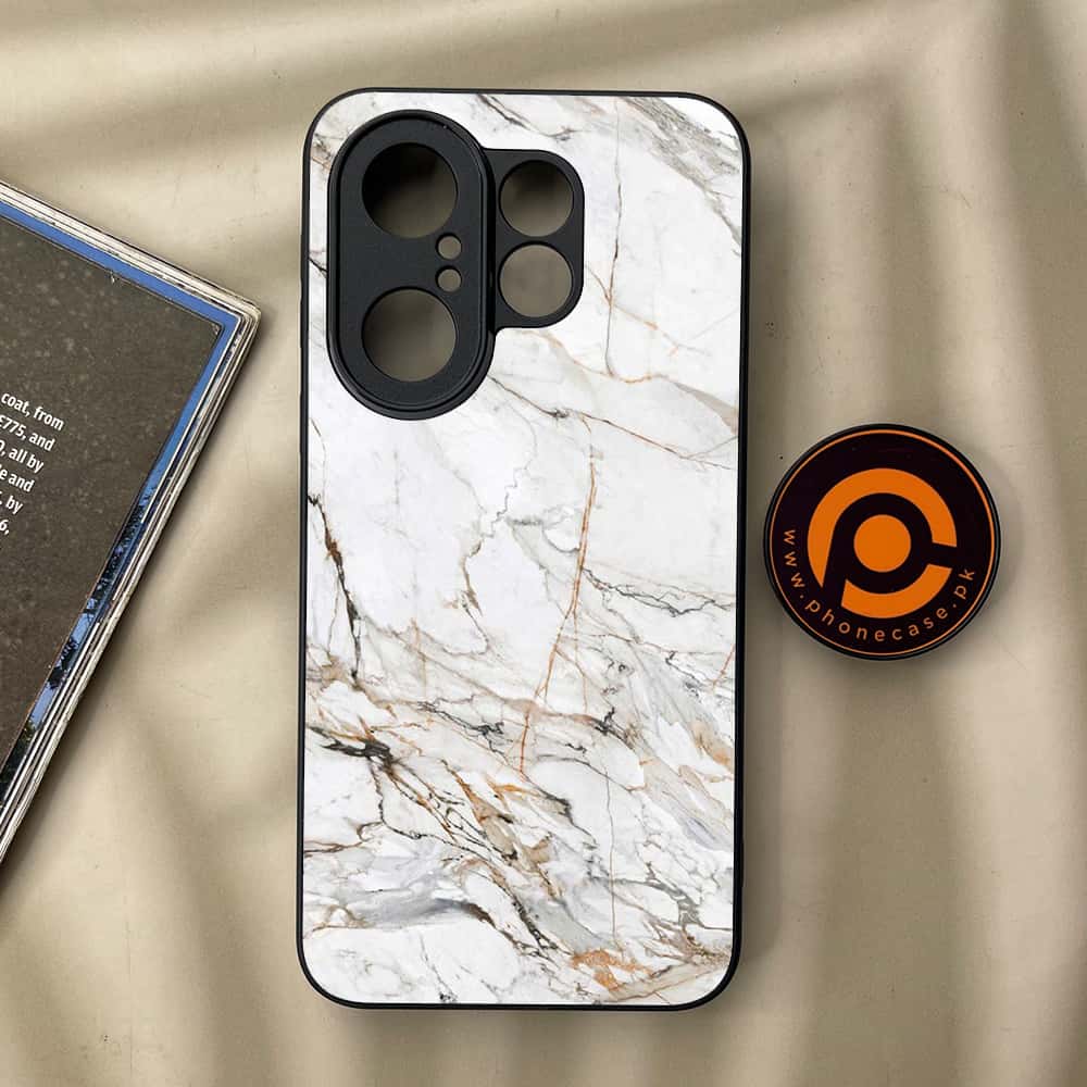 Vivo X200 FE - White Marble series - Premium Metal Printed soft Bumper Shock Proof Case