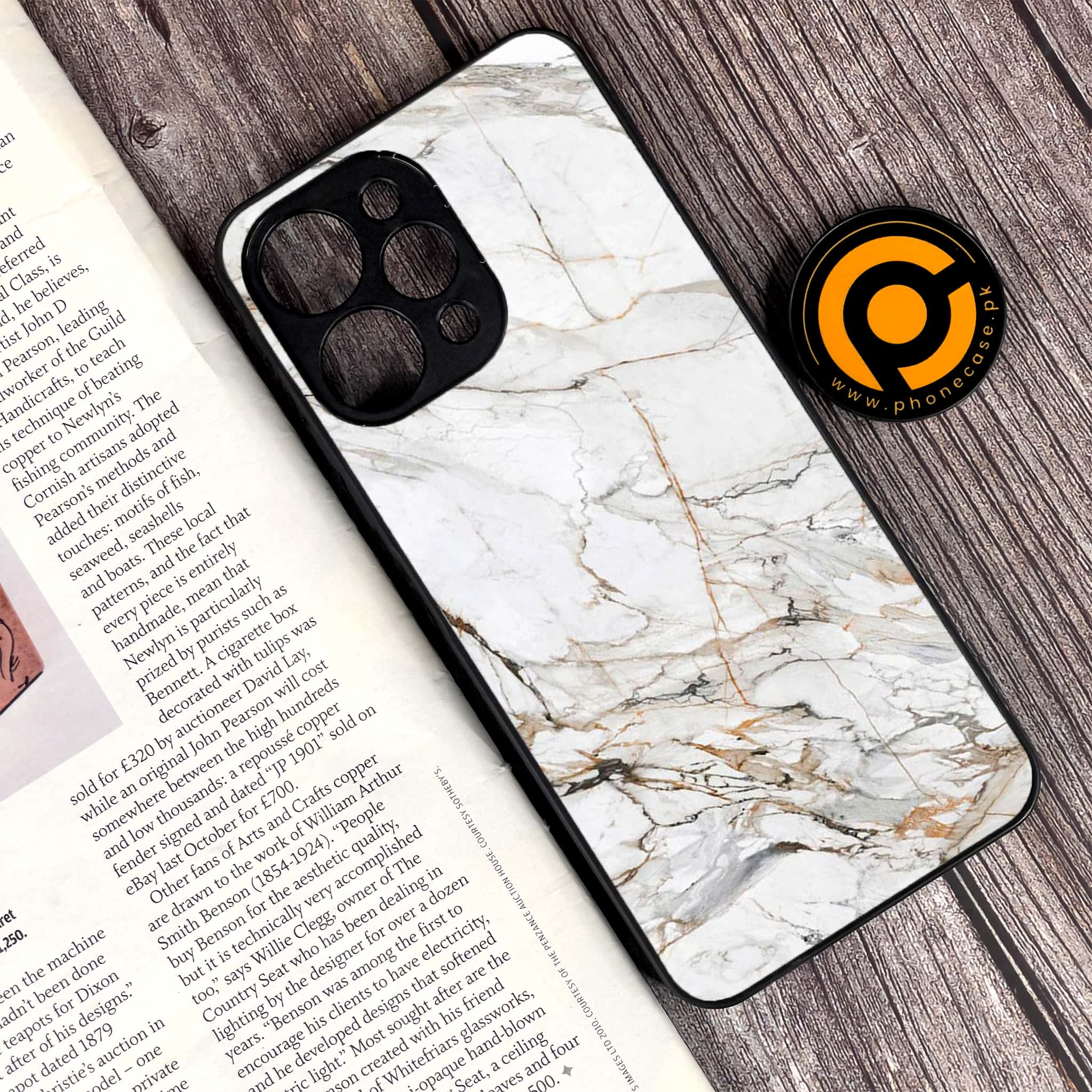 Xiaomi Redmi 12 - White Marble Series - Premium Printed Glass soft Bumper shock Proof Case