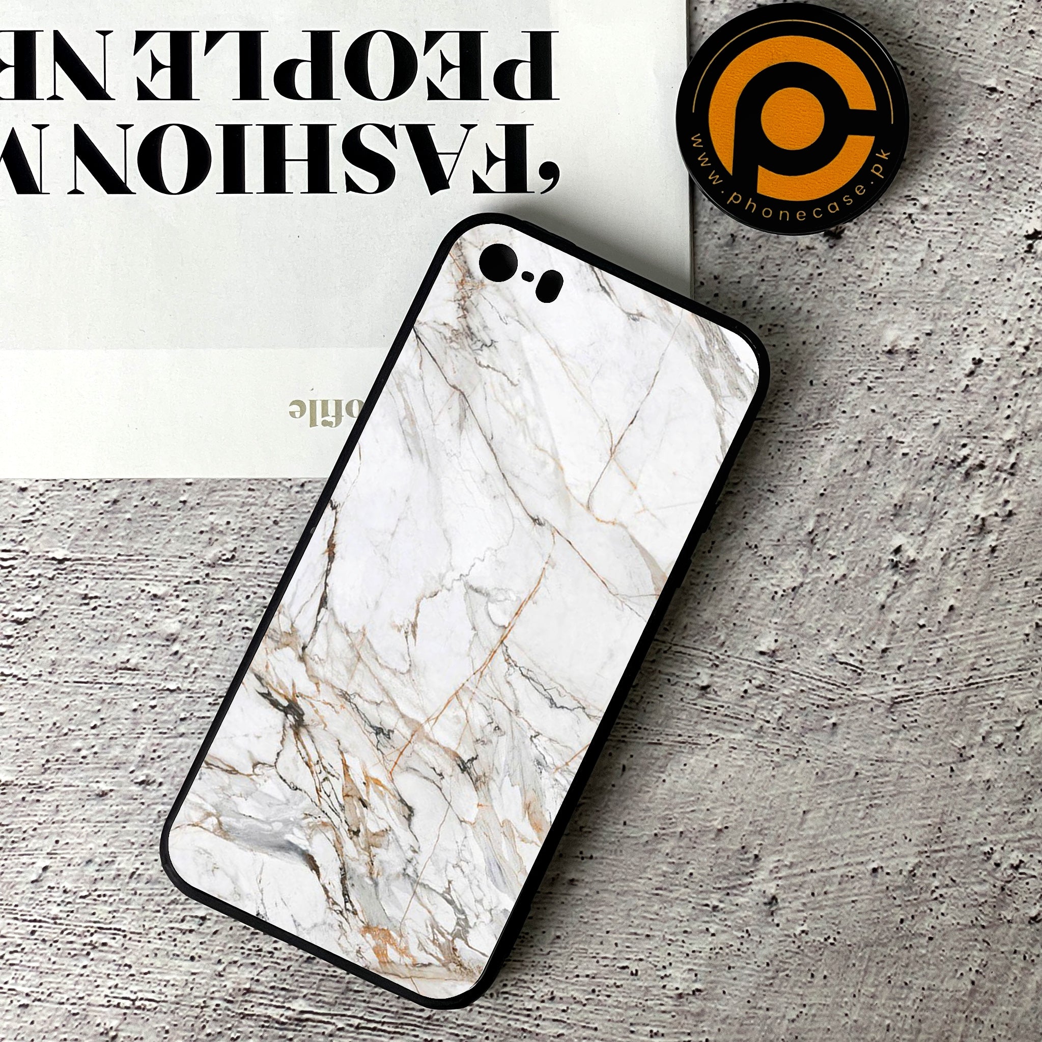 iPhone 5/5c/5s - White Marble series - Premium Printed Glass soft Bumper shock Proof Case