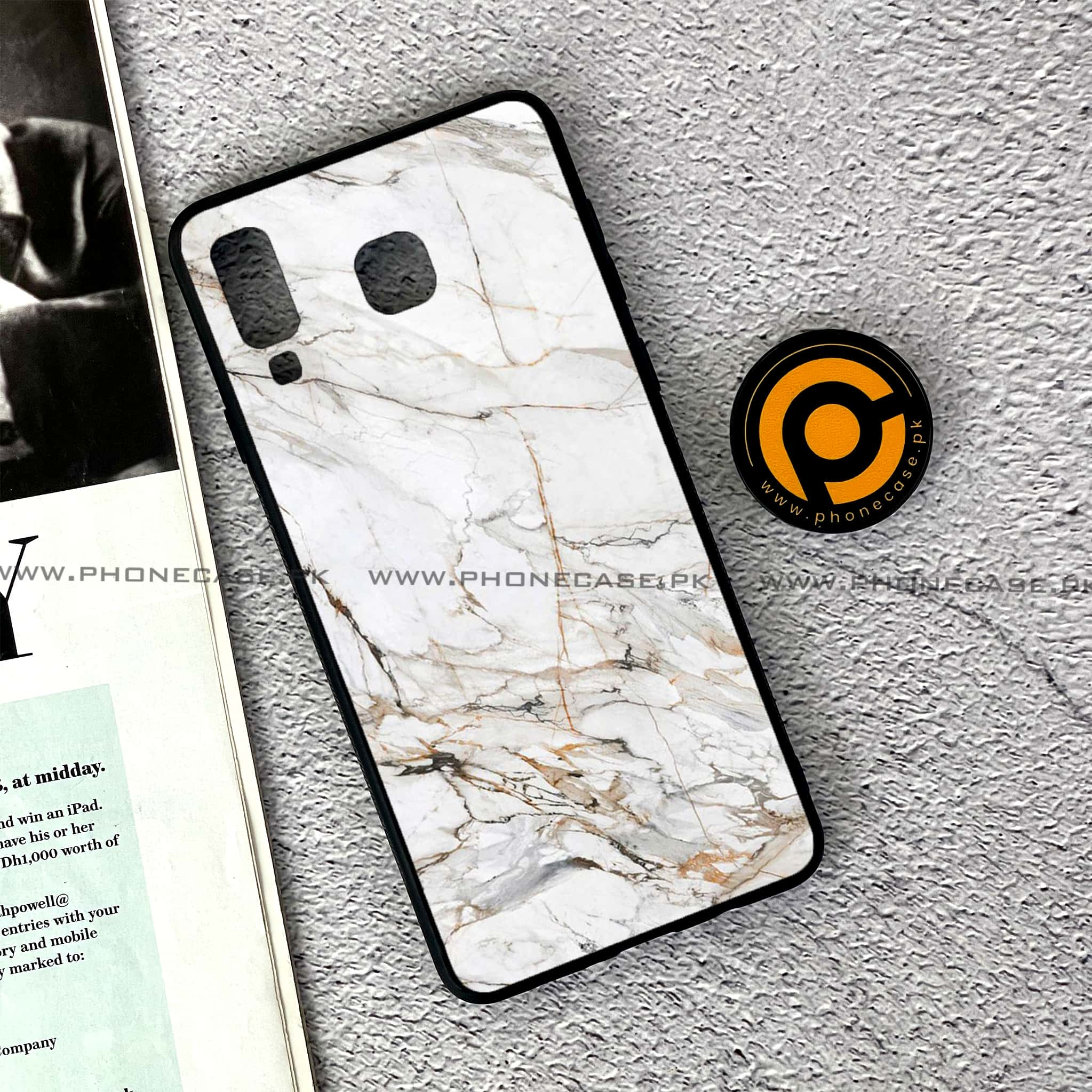 Samsung Galaxy A8 Star(A9 Star) - White Marble series - Premium Printed Glass soft Bumper shock Proof Case