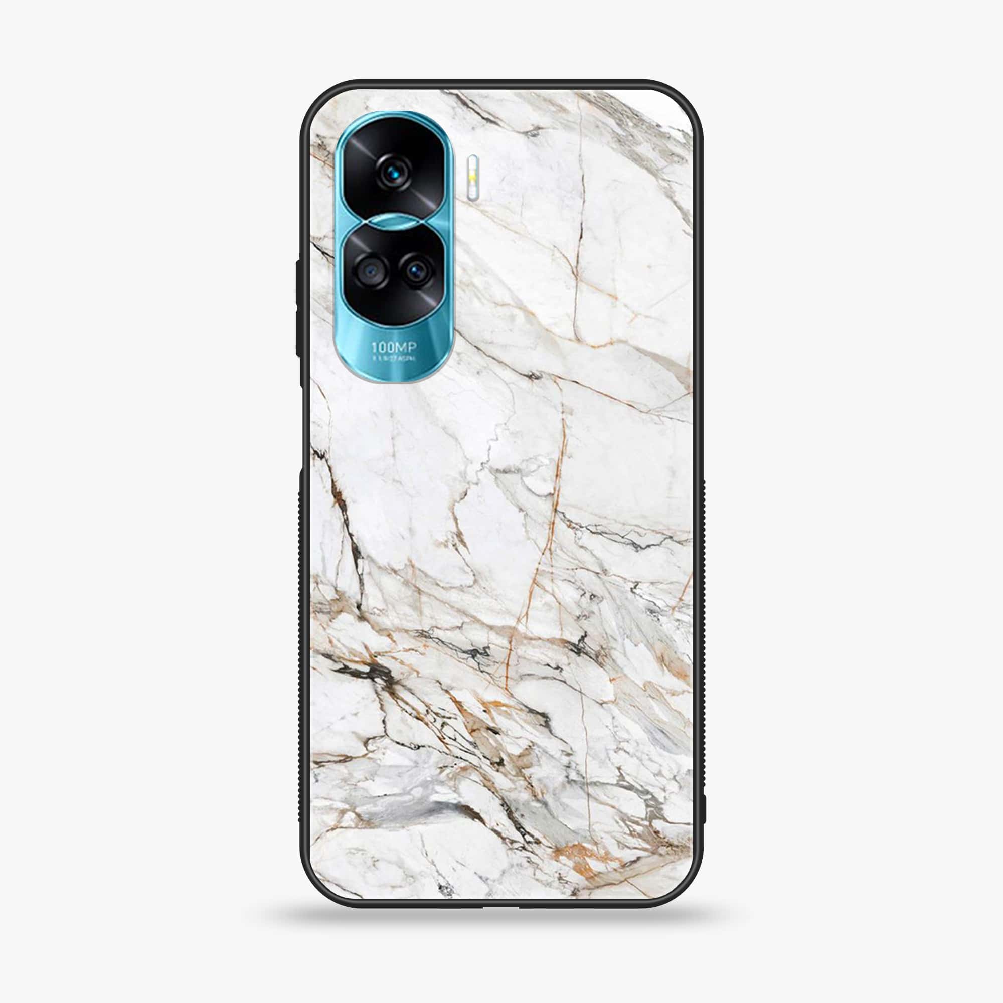 Honor 90 Lite - White Marble Series - Premium Printed Glass soft Bumper shock Proof Case