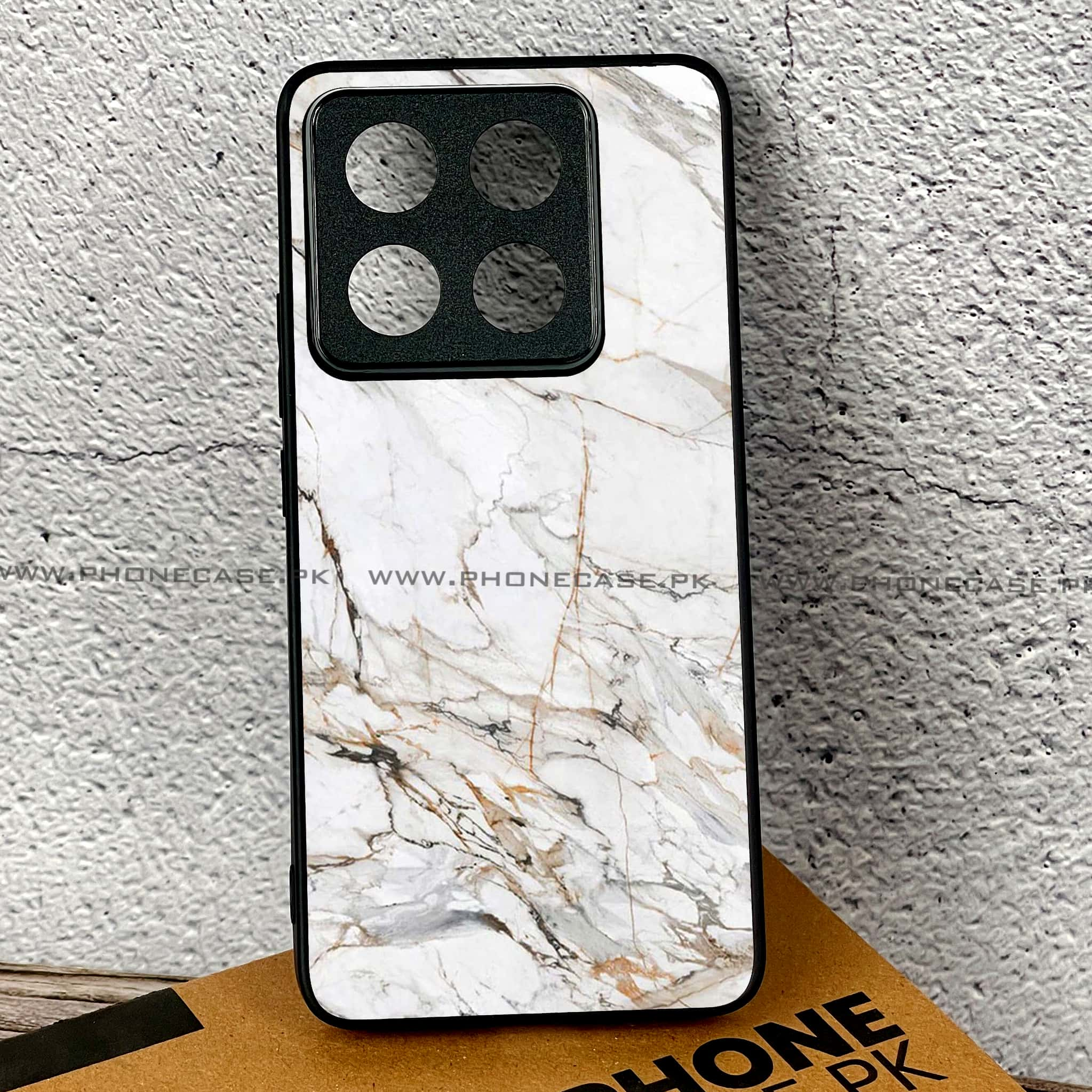 Xiaomi 14T Pro - White Marble series - Premium Printed Glass soft Bumper shock Proof Case