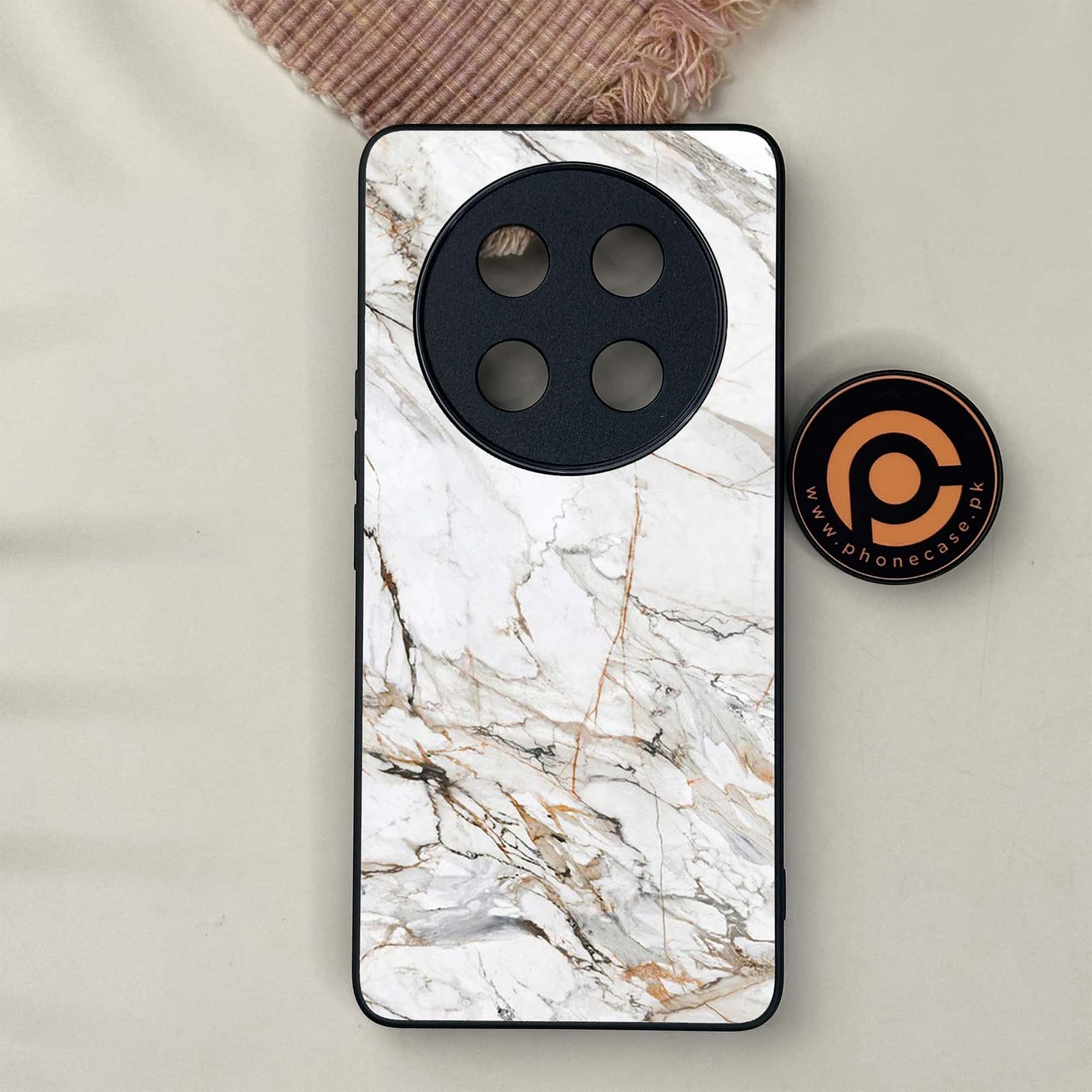 Honor X9c 5G - White Marble Series - Premium Metal Printed soft Bumper shock Proof Case