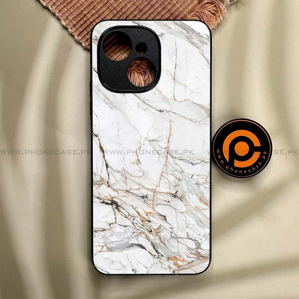 Tecno Spark 40C - White Marble Series - Premium Metal Printed soft Bumper shock Proof Case