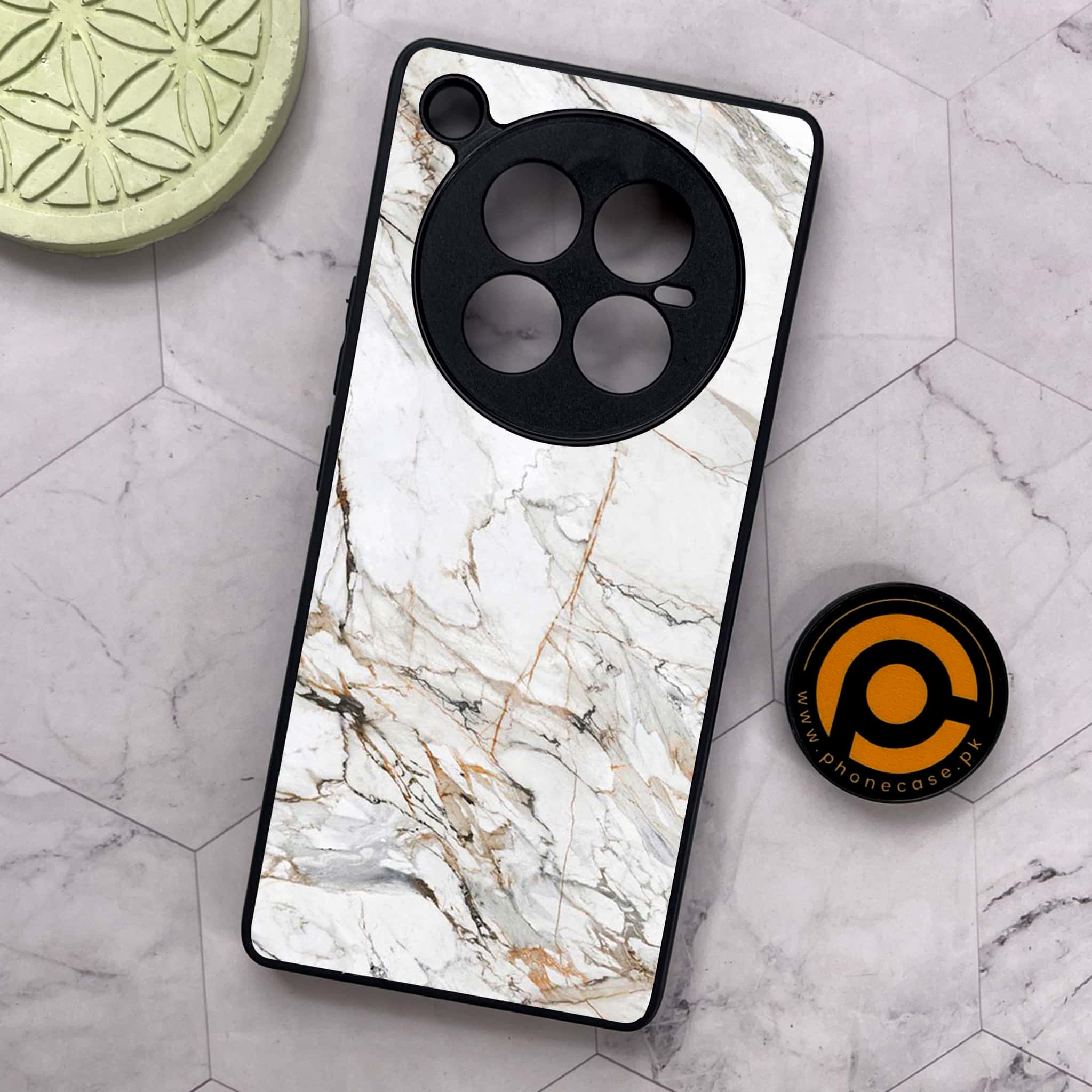 Infinix Zero 40 5G - White Marble Series - Premium Metal Printed soft Bumper shock Proof Case