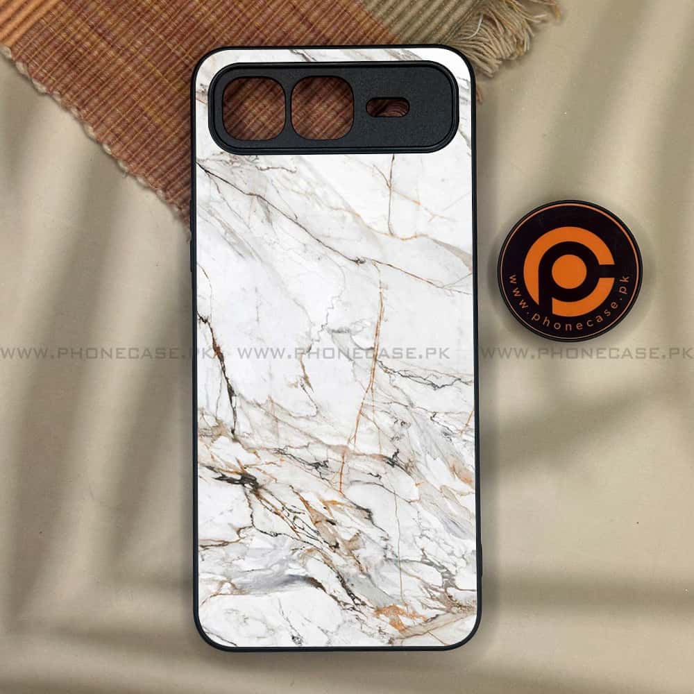 Infinix Smart 10 Plus - White Marble Series - Premium Metal Printed soft Bumper shock Proof Case