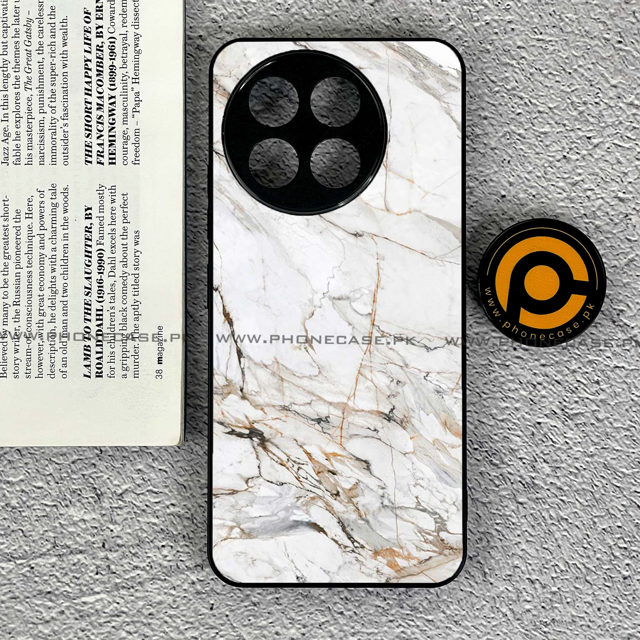 Tecno Spark 30 Pro - White Marble series - Premium Printed Glass soft Bumper shock Proof Case