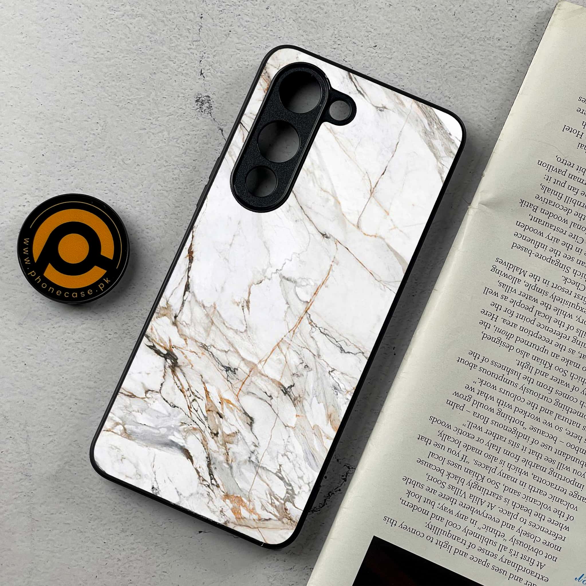 Vivo Y04 - White Marble series - Premium Metal Printed Soft Bumper Shockproof Case