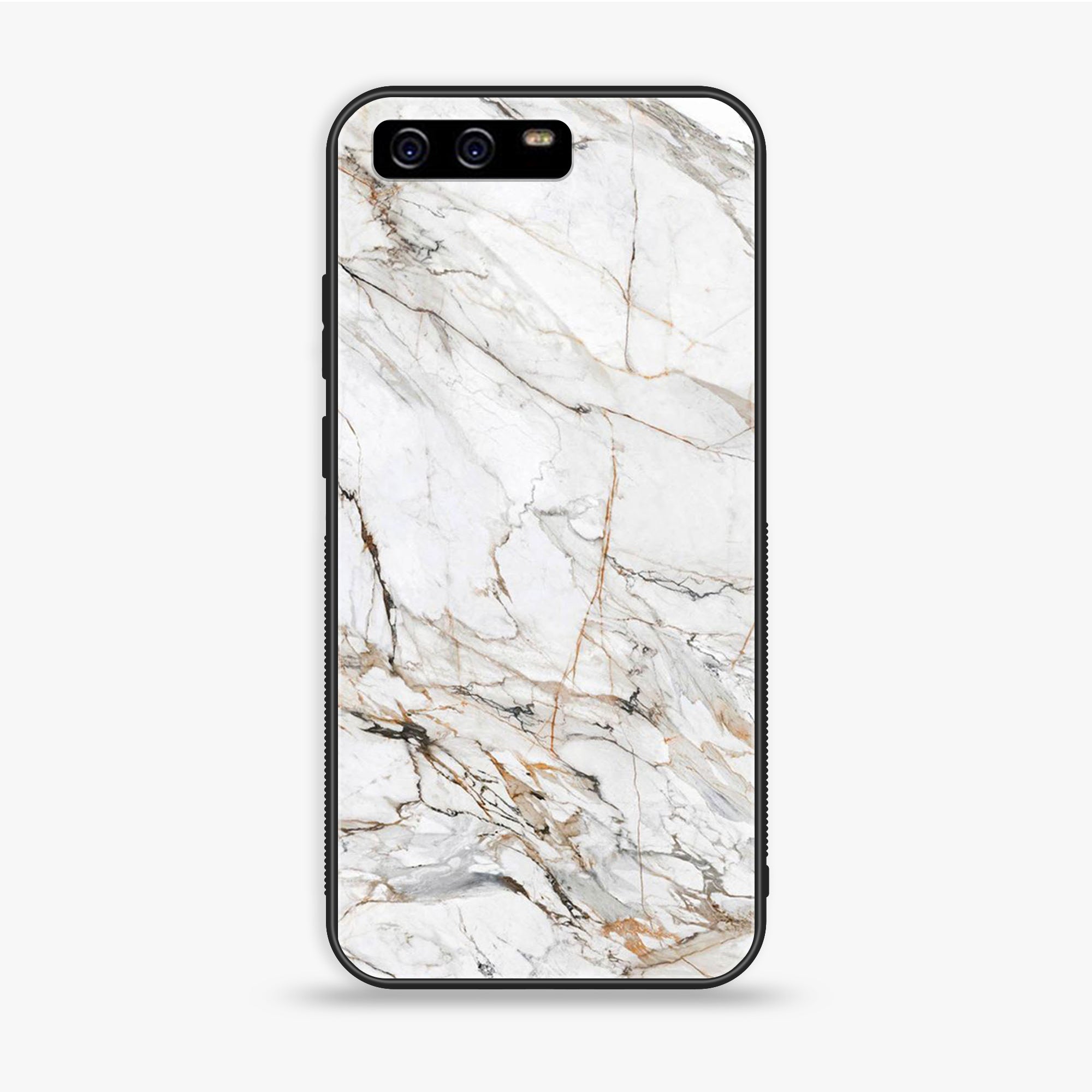 Huawei P10 Plus - White Marble Series - Premium Printed Glass Soft Bumper Shock Proof Case