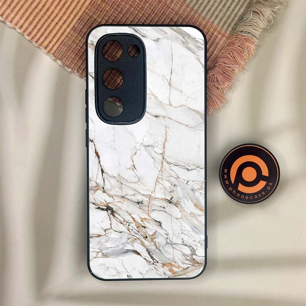 Tecno Spark 40 Pro Plus - White Marble Series - Premium Metal Printed soft Bumper shock Proof Case