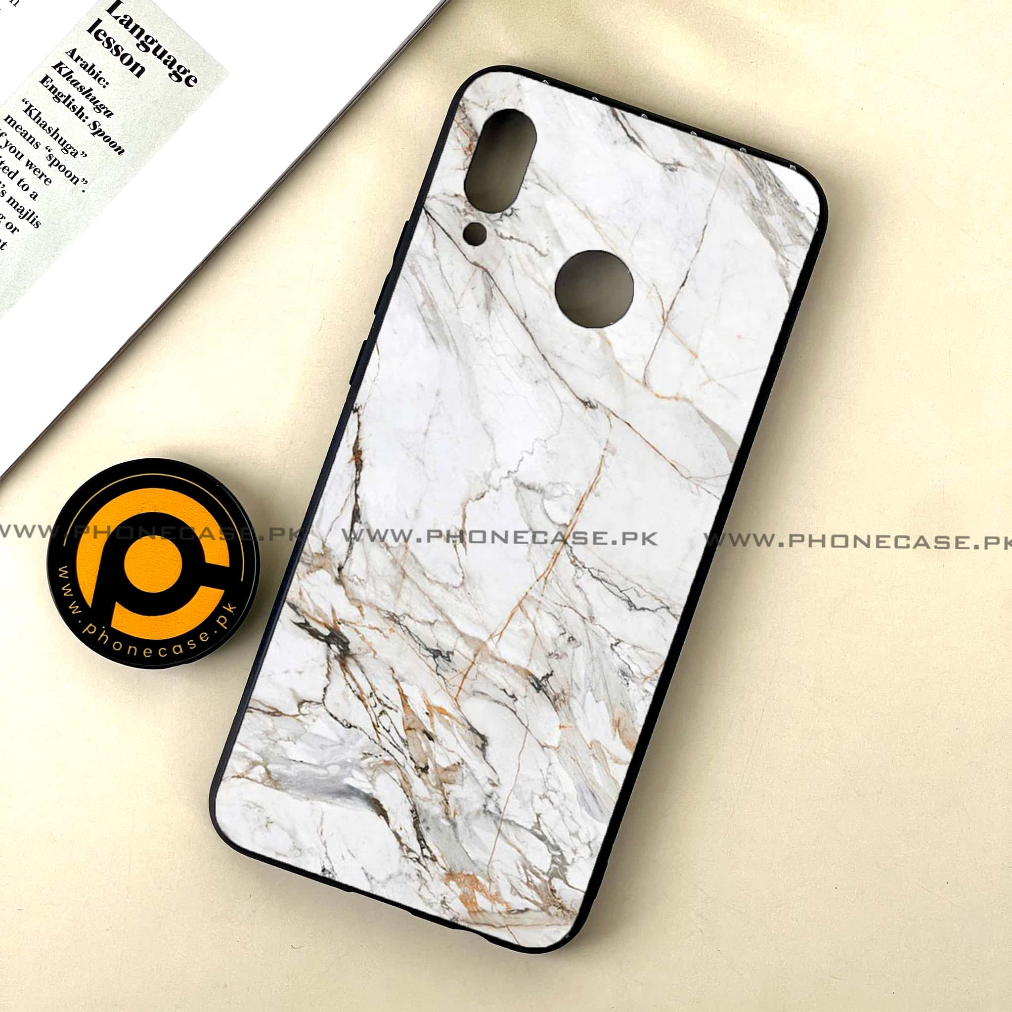 Huawei Nova 3 - White Marble Series - Premium Printed Glass soft Bumper shock Proof Case