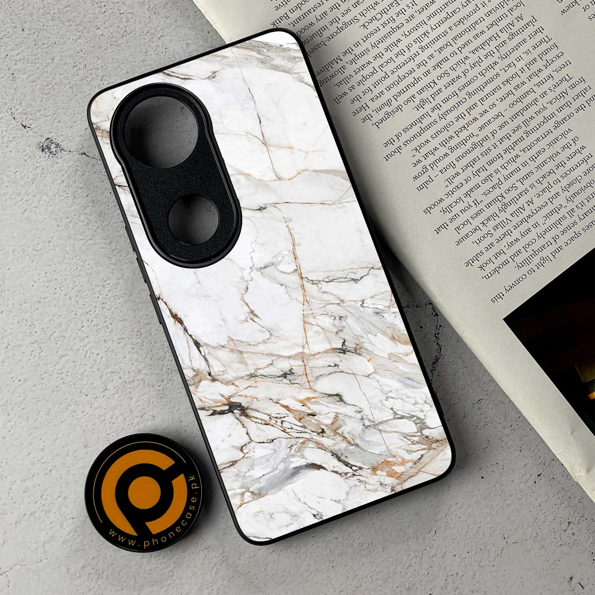 Vivo V50 -  White Marble series - Premium Metal Printed Soft Bumper Shockproof Case