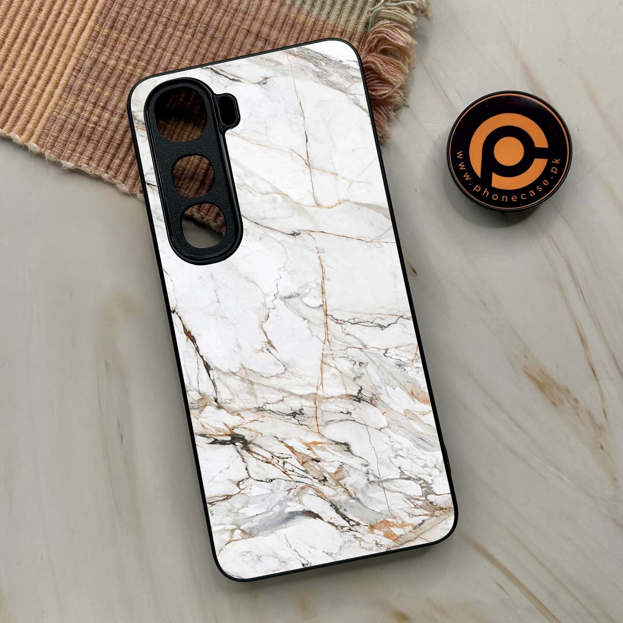 Vivo Y400 - White Marble series - Premium Metal Printed soft Bumper shock Proof Case