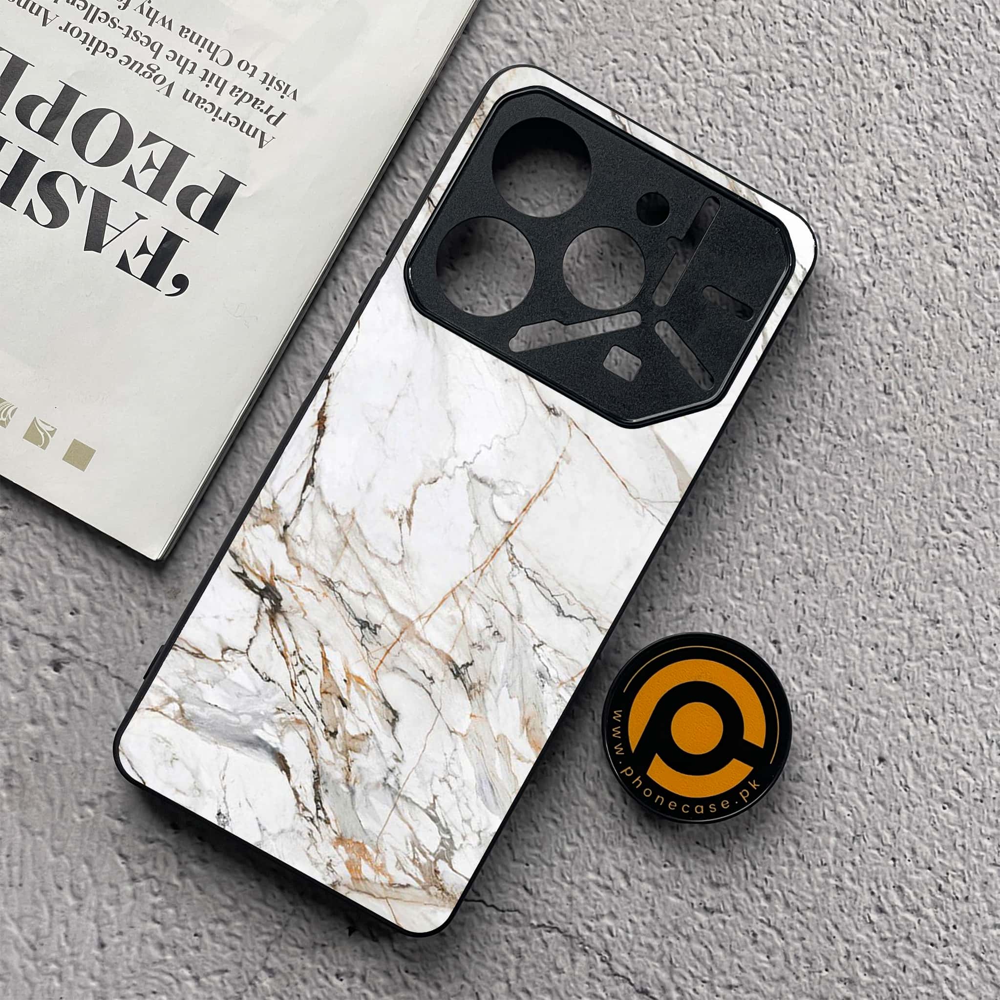 Tecno Pova 6 Neo - White Marble Series - Premium Metal  Printed soft Bumper shock Proof Case