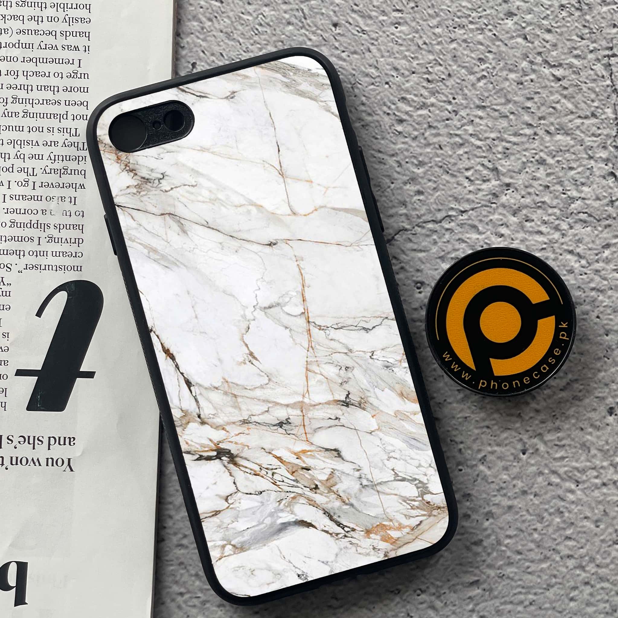 iPhone 7 / 8 - White Marble Series - Premium Printed Glass soft Bumper shock Proof Case