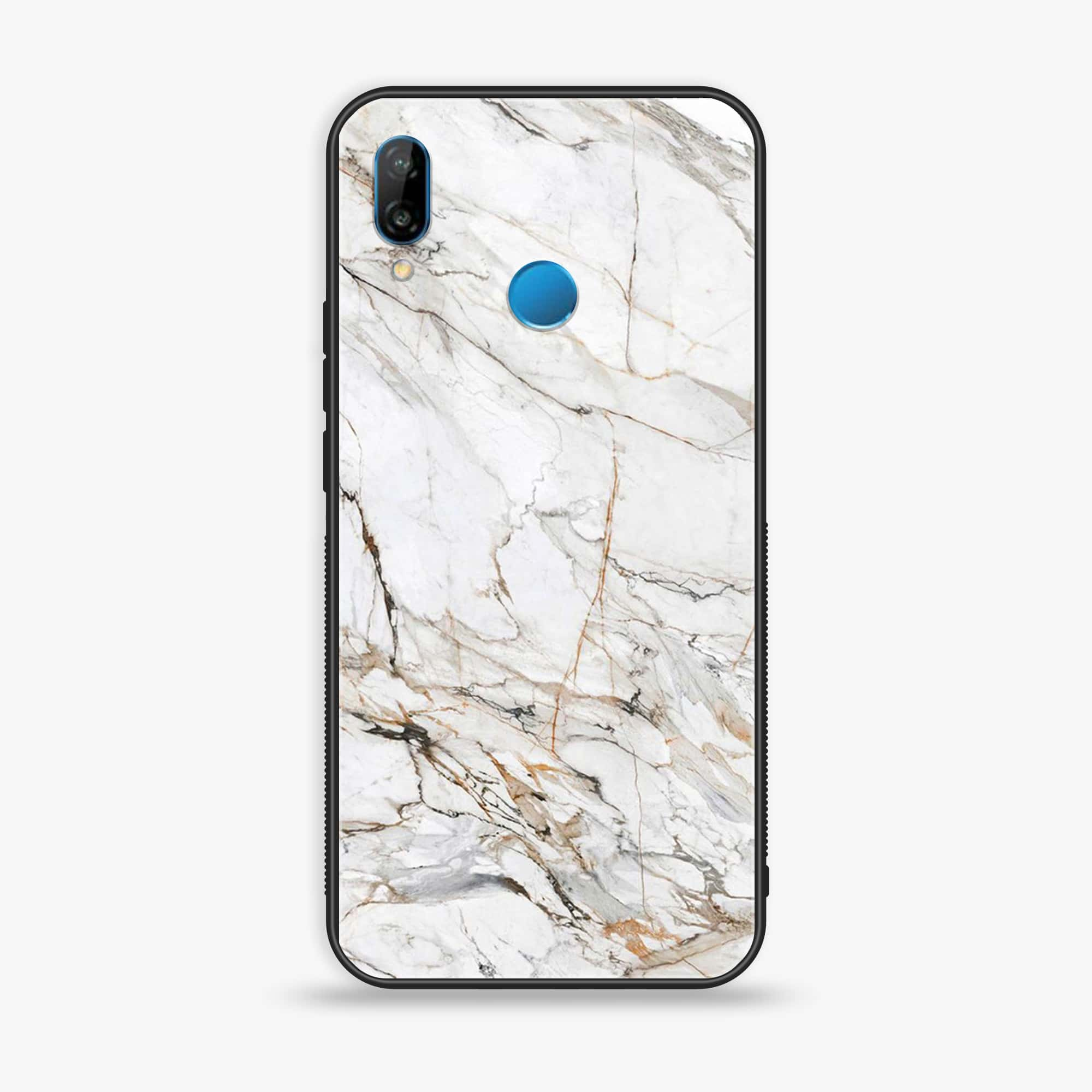 Huawei P20 lite - White Marble Series - Premium Printed Glass soft Bumper shock Proof Case